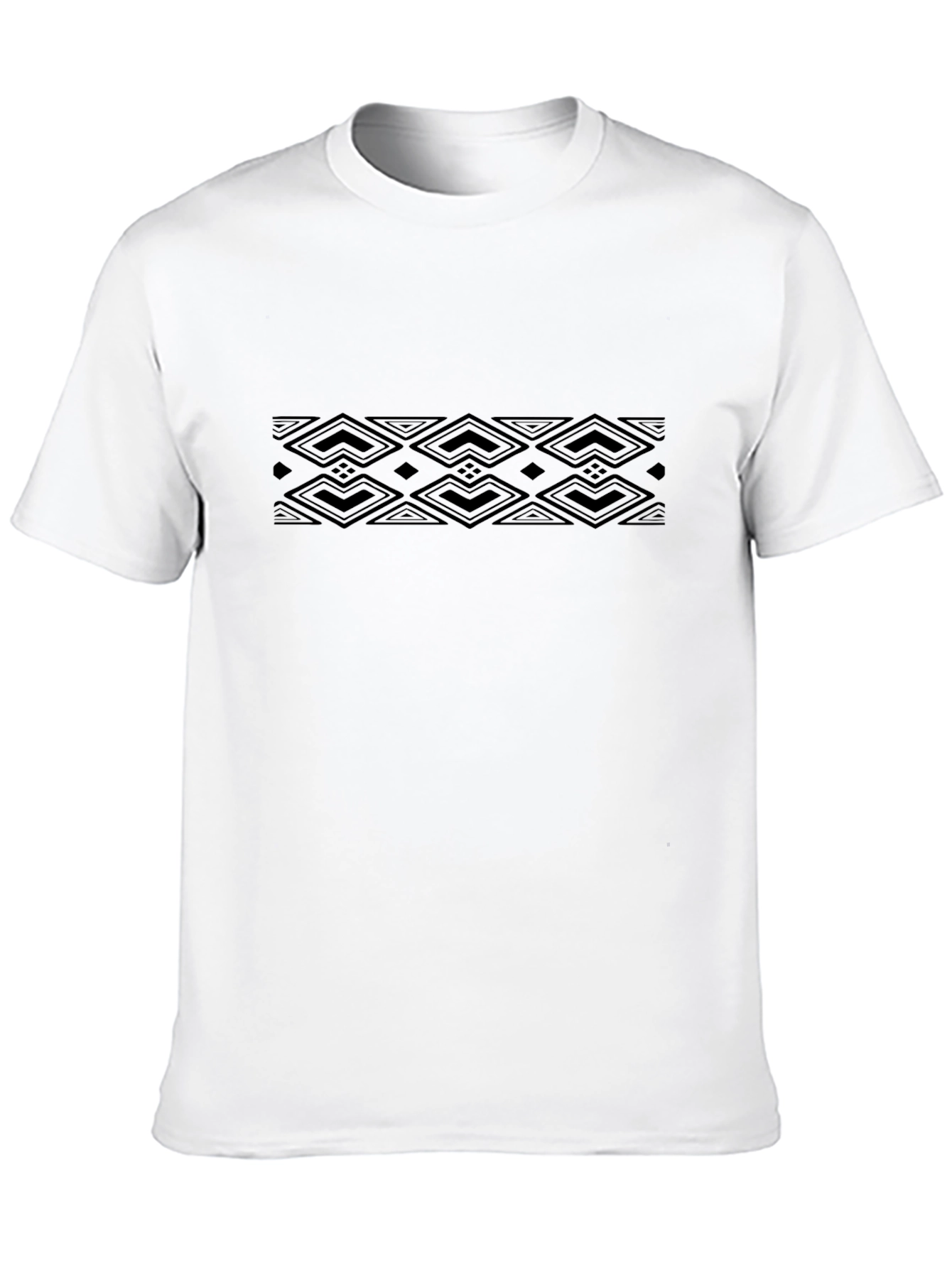 Mens Black T-Shirt with Tribal Diamond Pattern