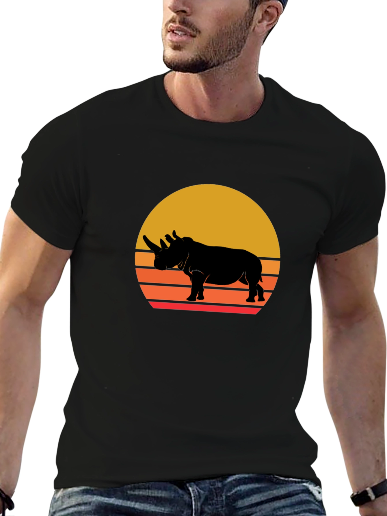 Retro Rhino Sunset T-Shirt
