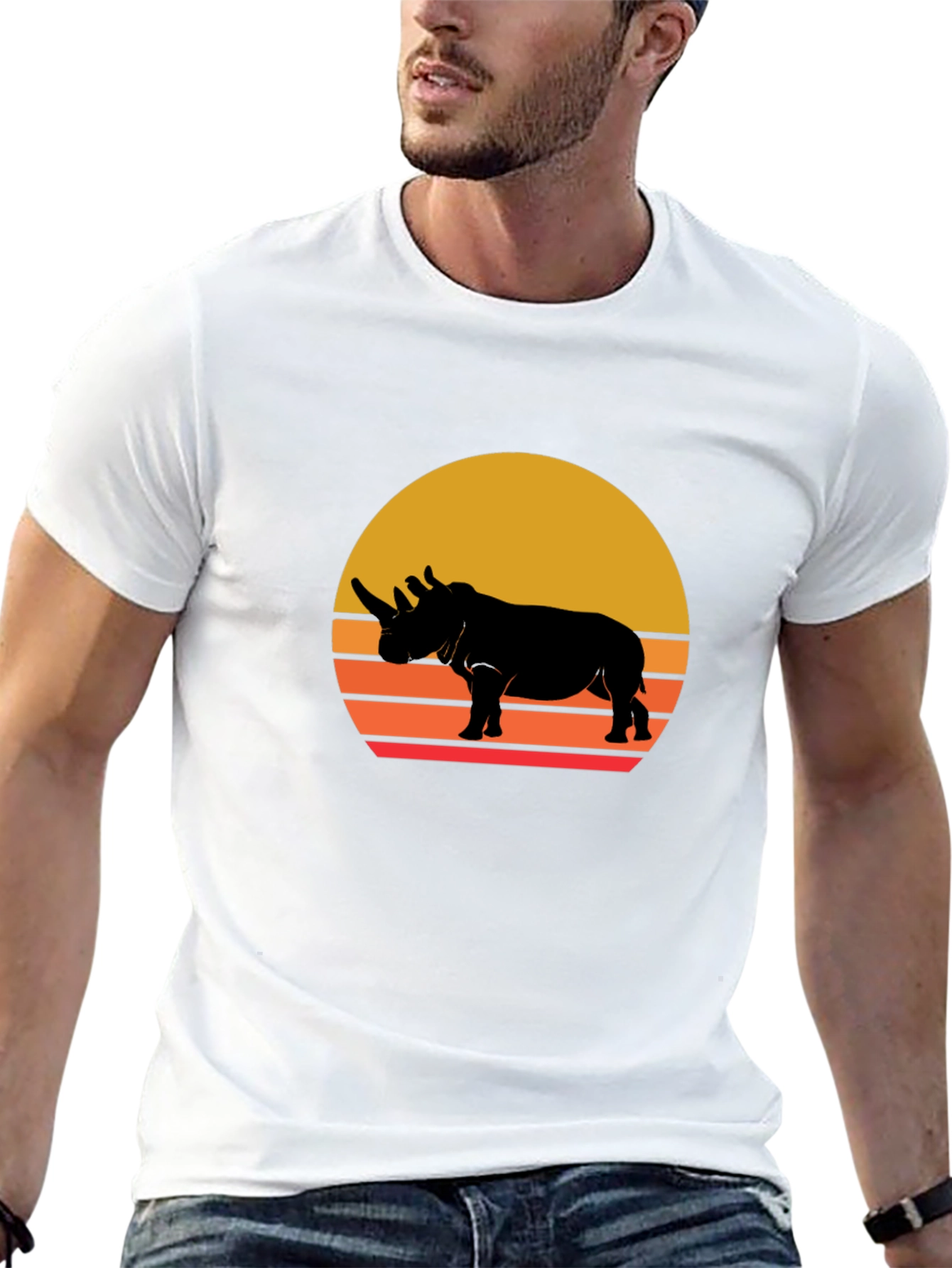 Retro Rhino Sunset T-Shirt