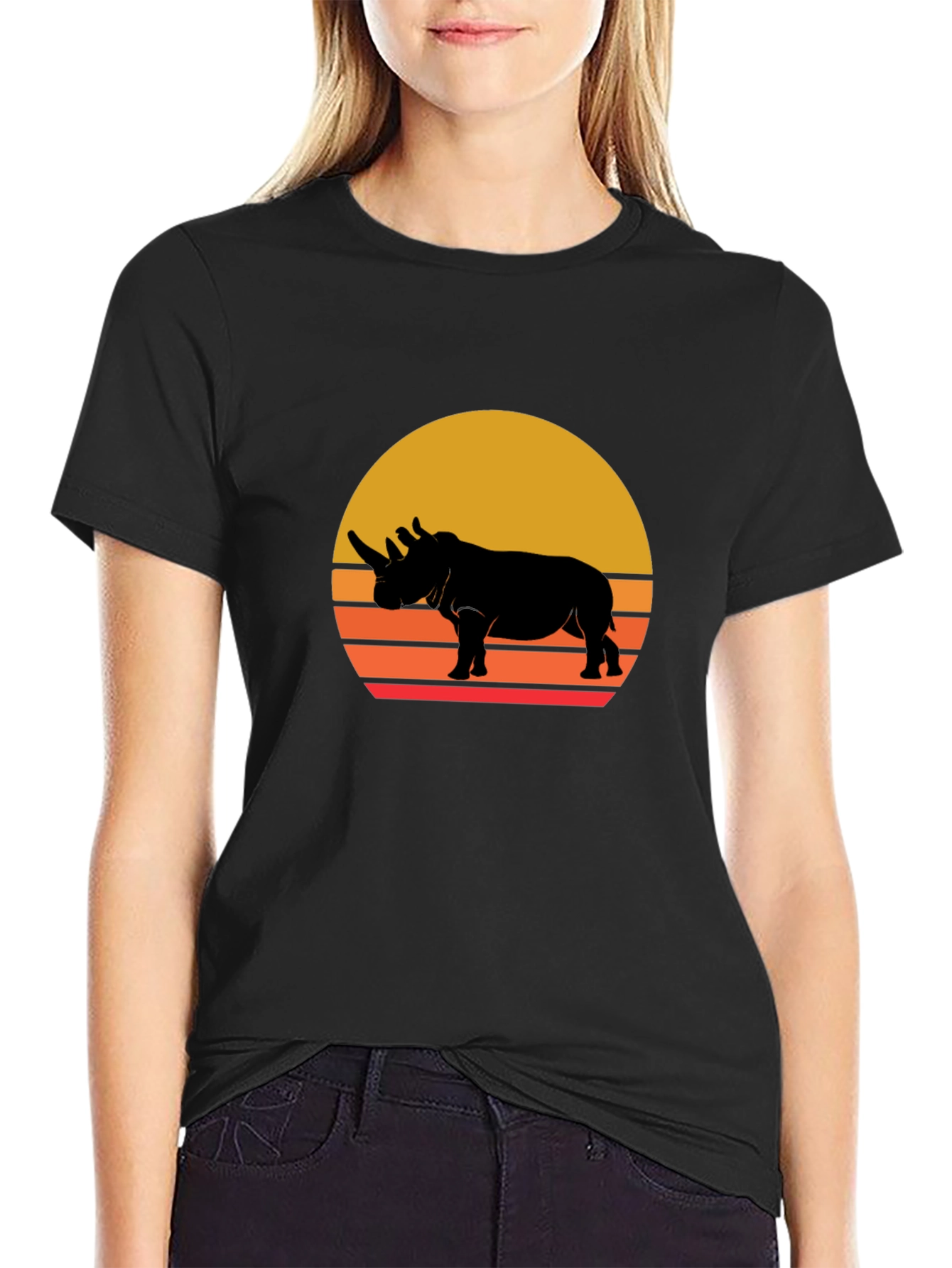 Retro Rhino Sunset T-Shirt
