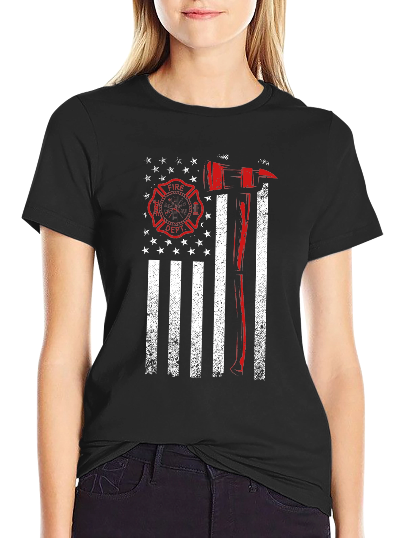 Firefighter American Flag T-Shirt