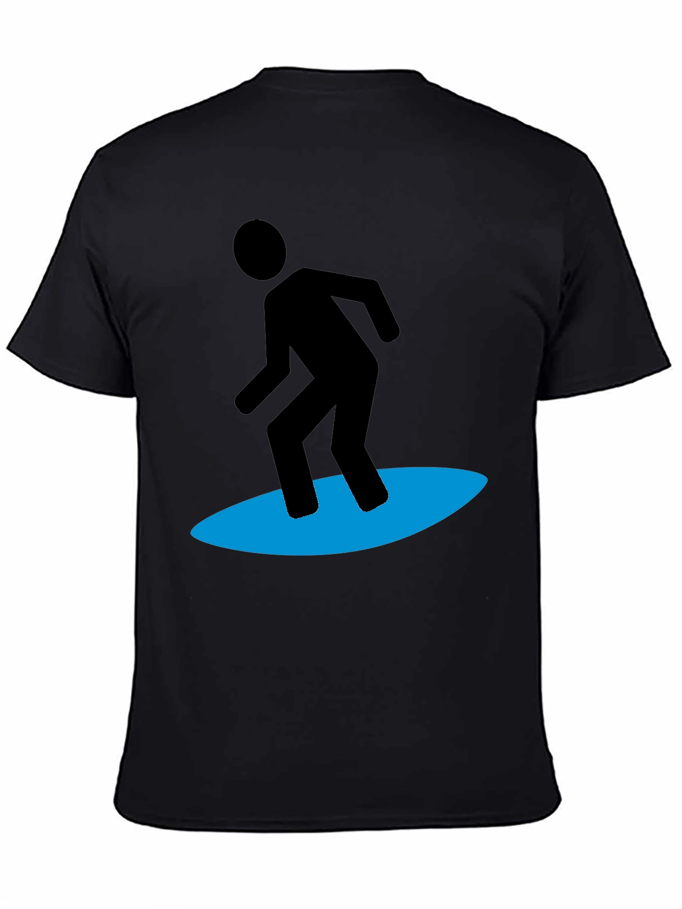 Surfing Silhouette Graphic Tee - Black Cotton Blend