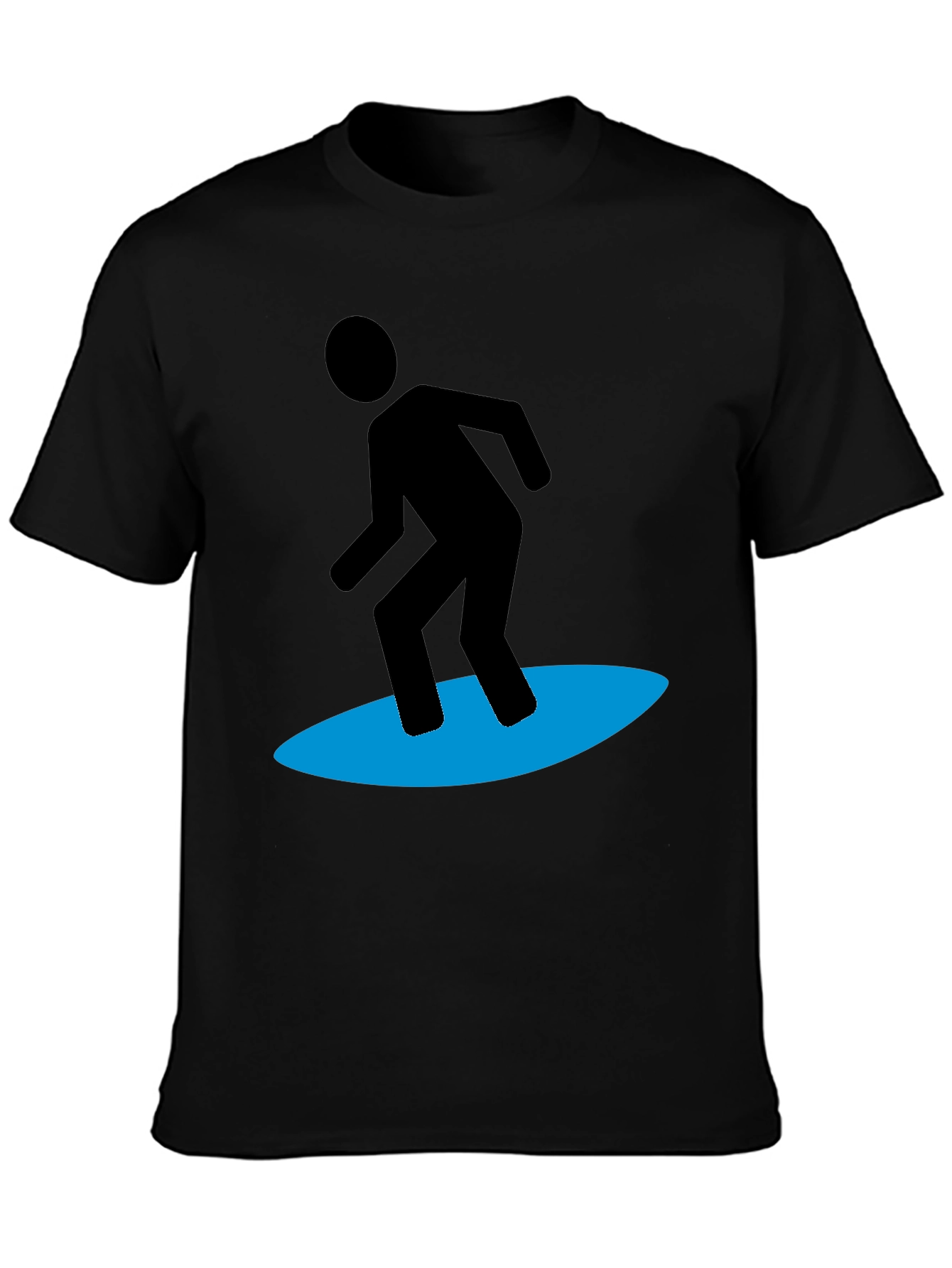 Surfing Silhouette Graphic Tee - Black Cotton Blend
