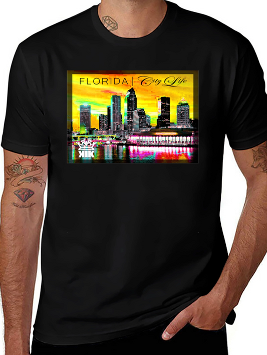 Florida City Life Graphic Tee - Stylish Cityscape Design
