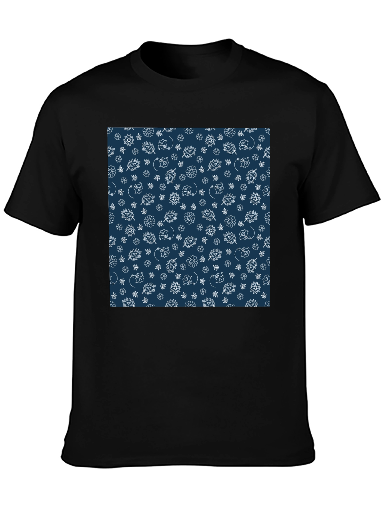Navy Floral Pattern T-Shirt