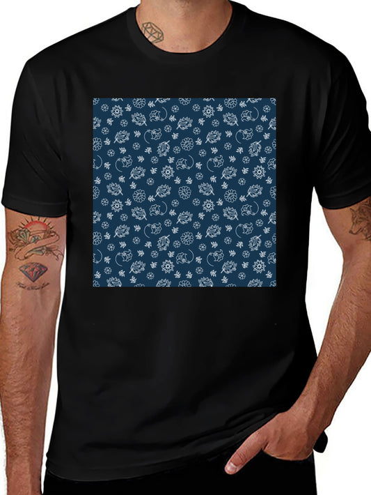 Navy Floral Pattern T-Shirt