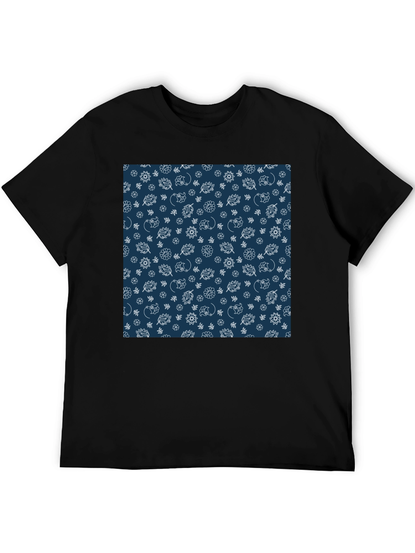 Navy Floral Pattern T-Shirt
