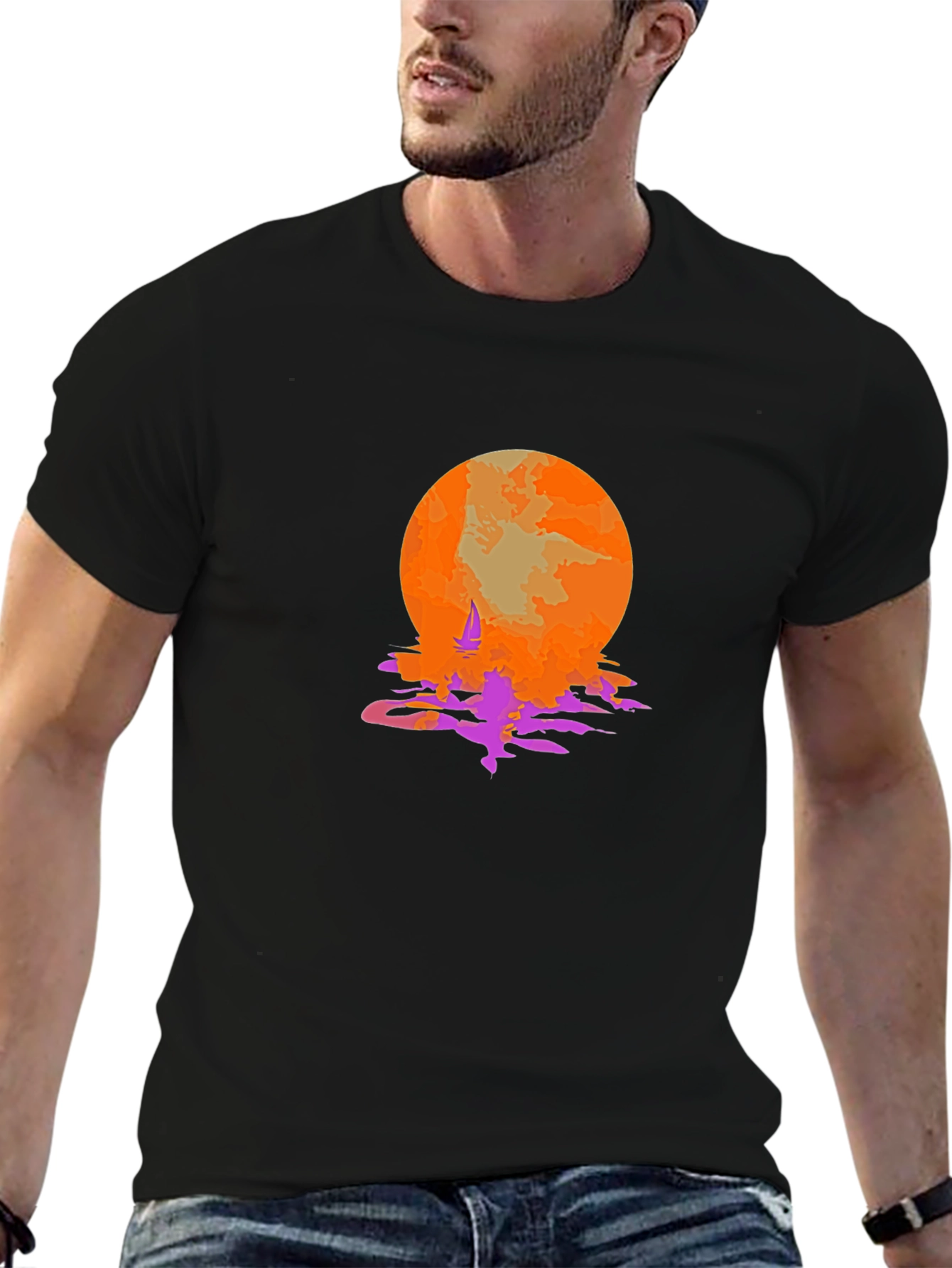 Sunset Sailing Graphic Tee - Retro Style