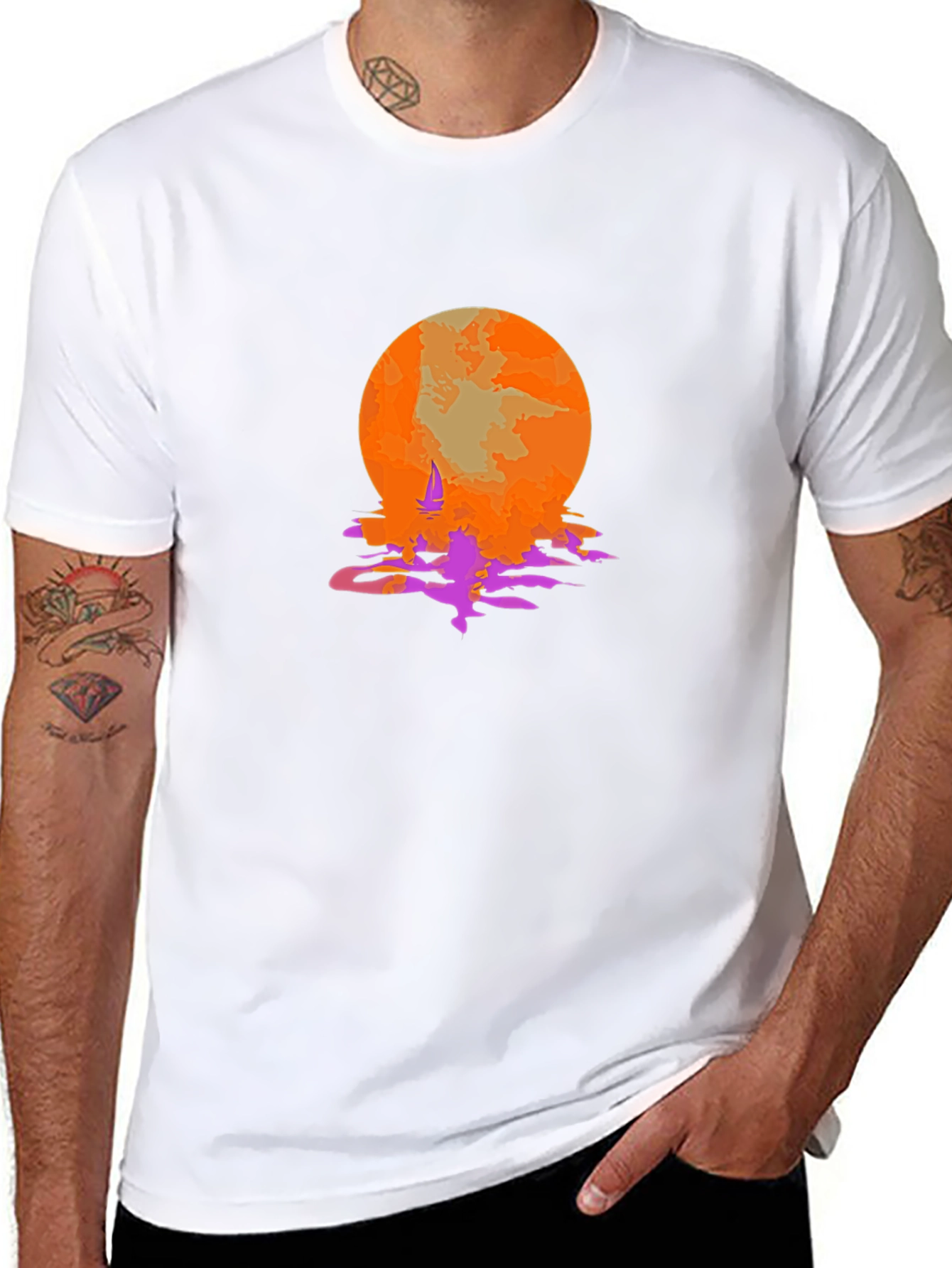 Sunset Sailing Graphic Tee - Retro Style