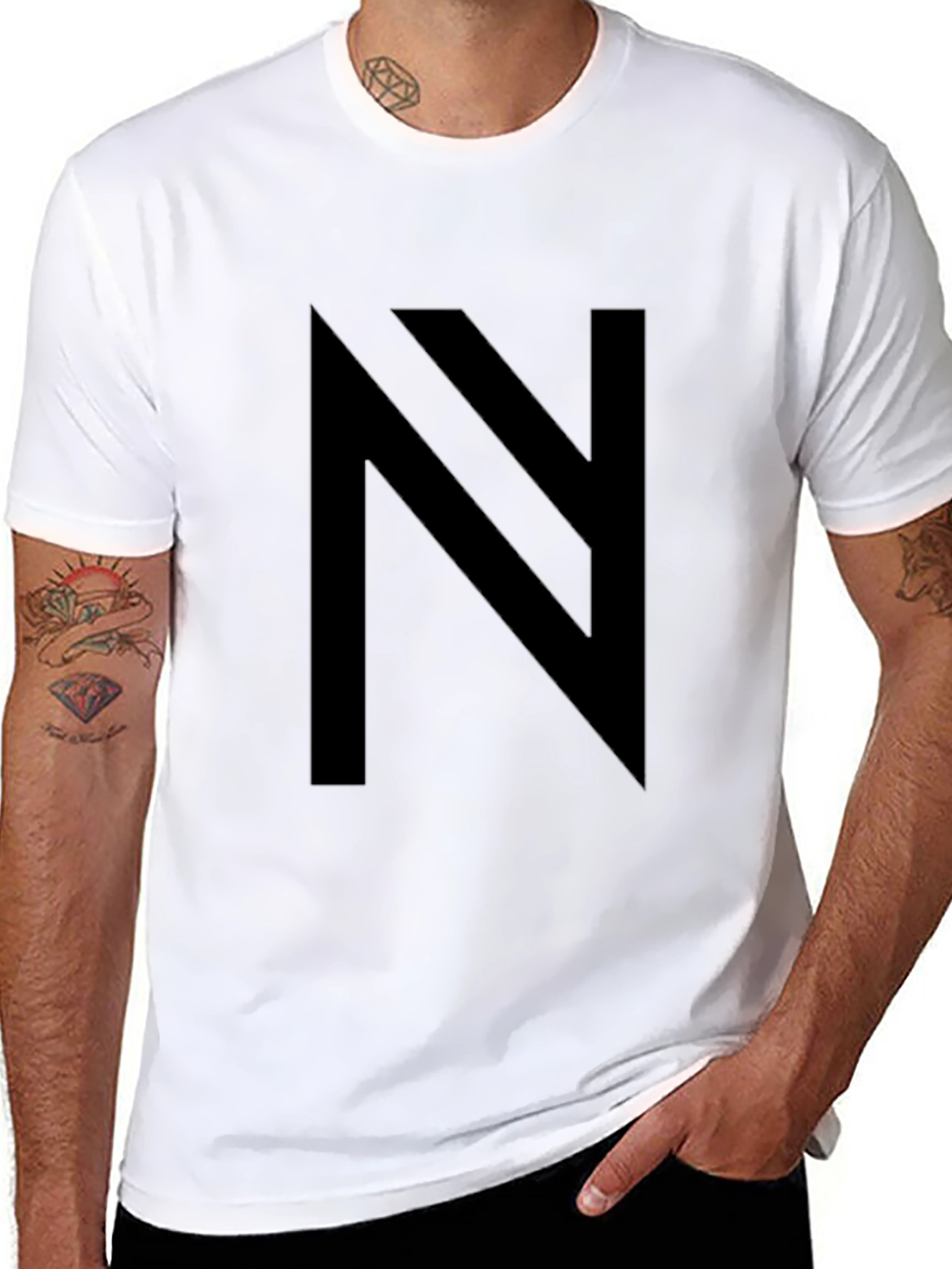 Black T-Shirt with Bold Letter N Design