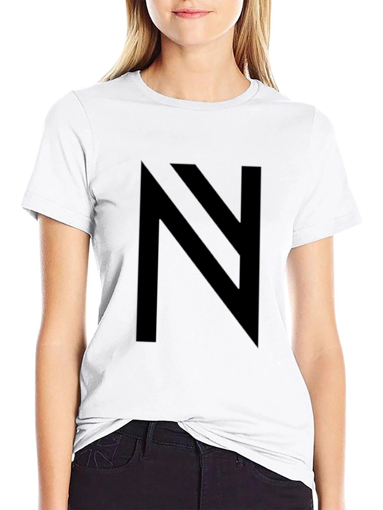 Black T-Shirt with Bold Letter N Design