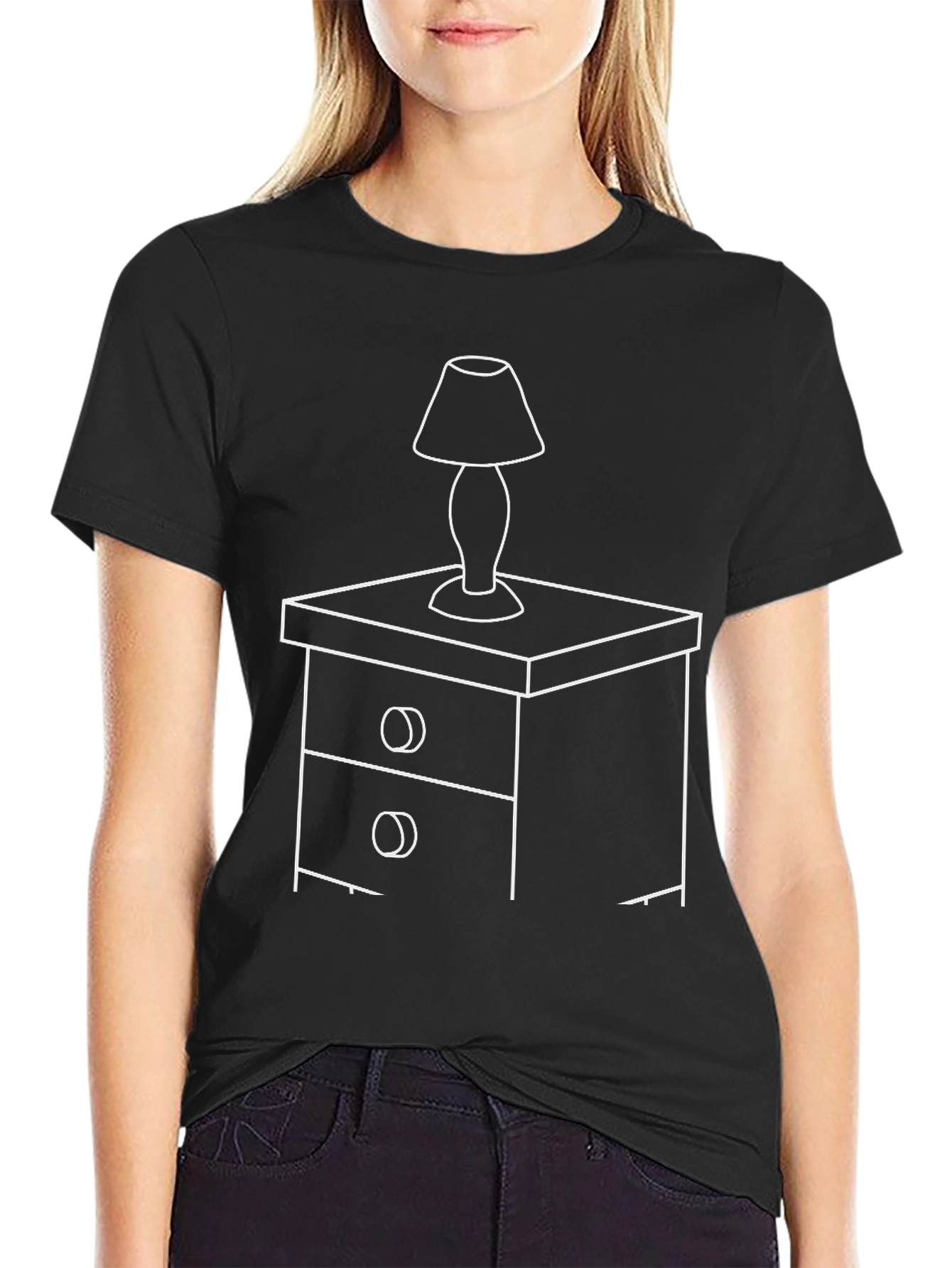 Nightstand Lamp Graphic Tee - Black Cotton Comfort