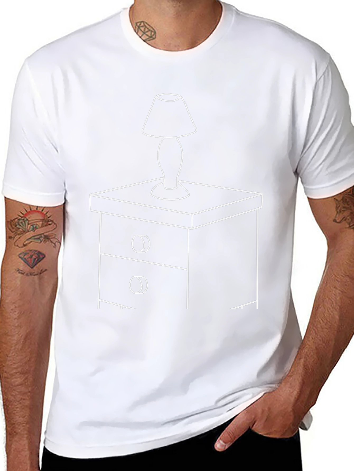Nightstand Lamp Graphic Tee - Black Cotton Comfort