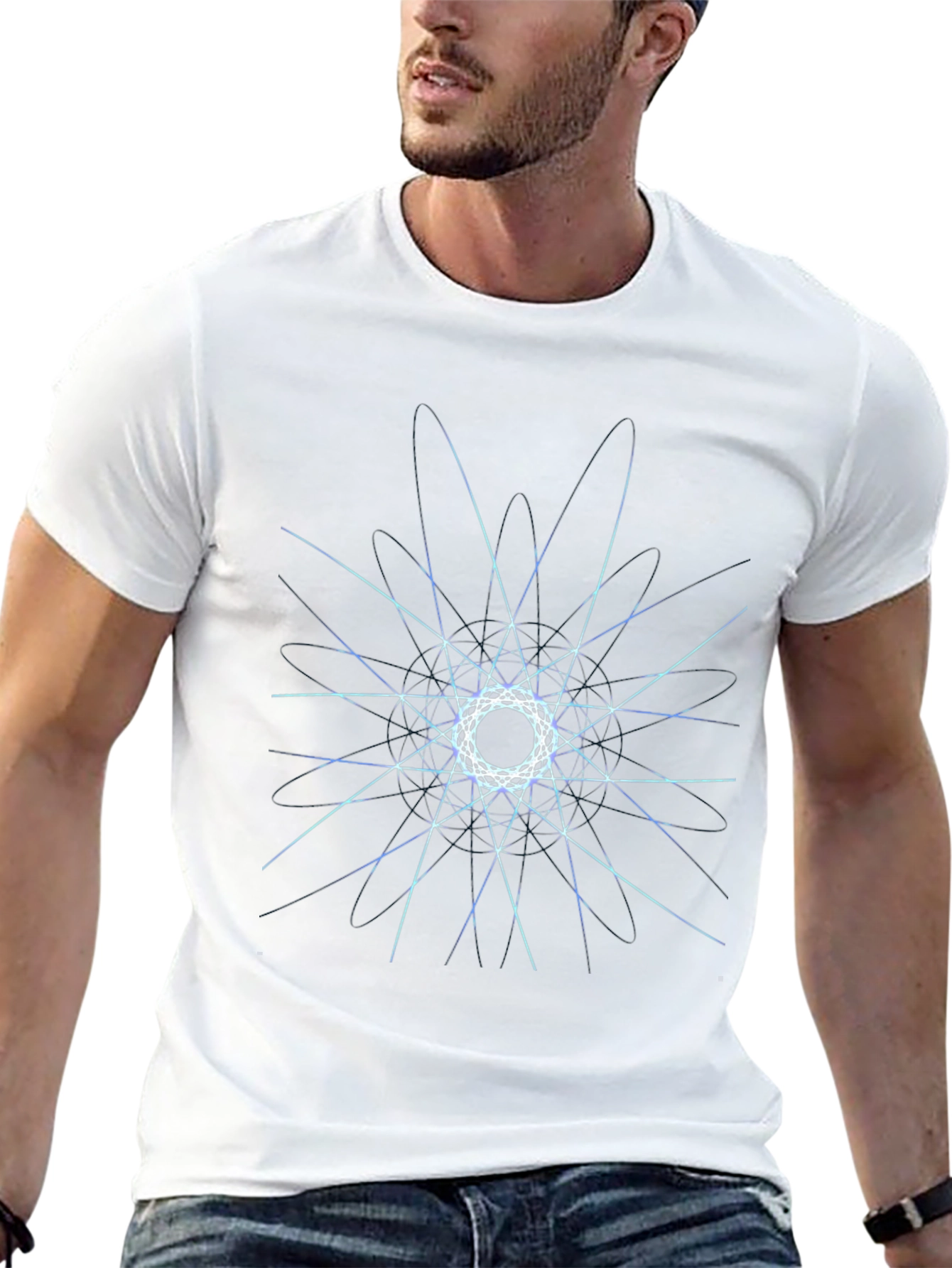 Geometric Graphic Print Black T-Shirt