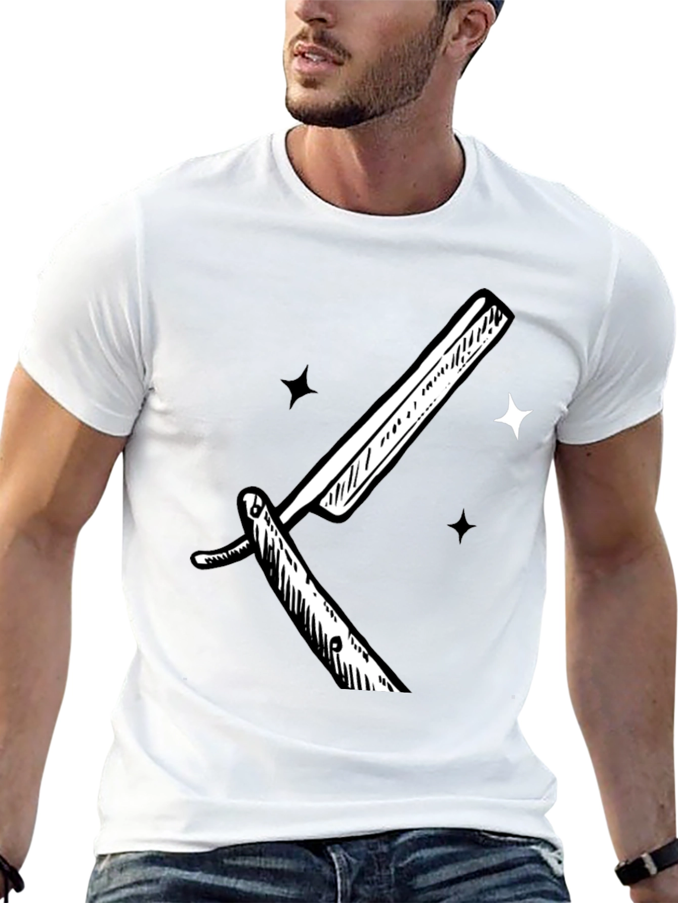 Retro Straight Razor Graphic Tee - Black