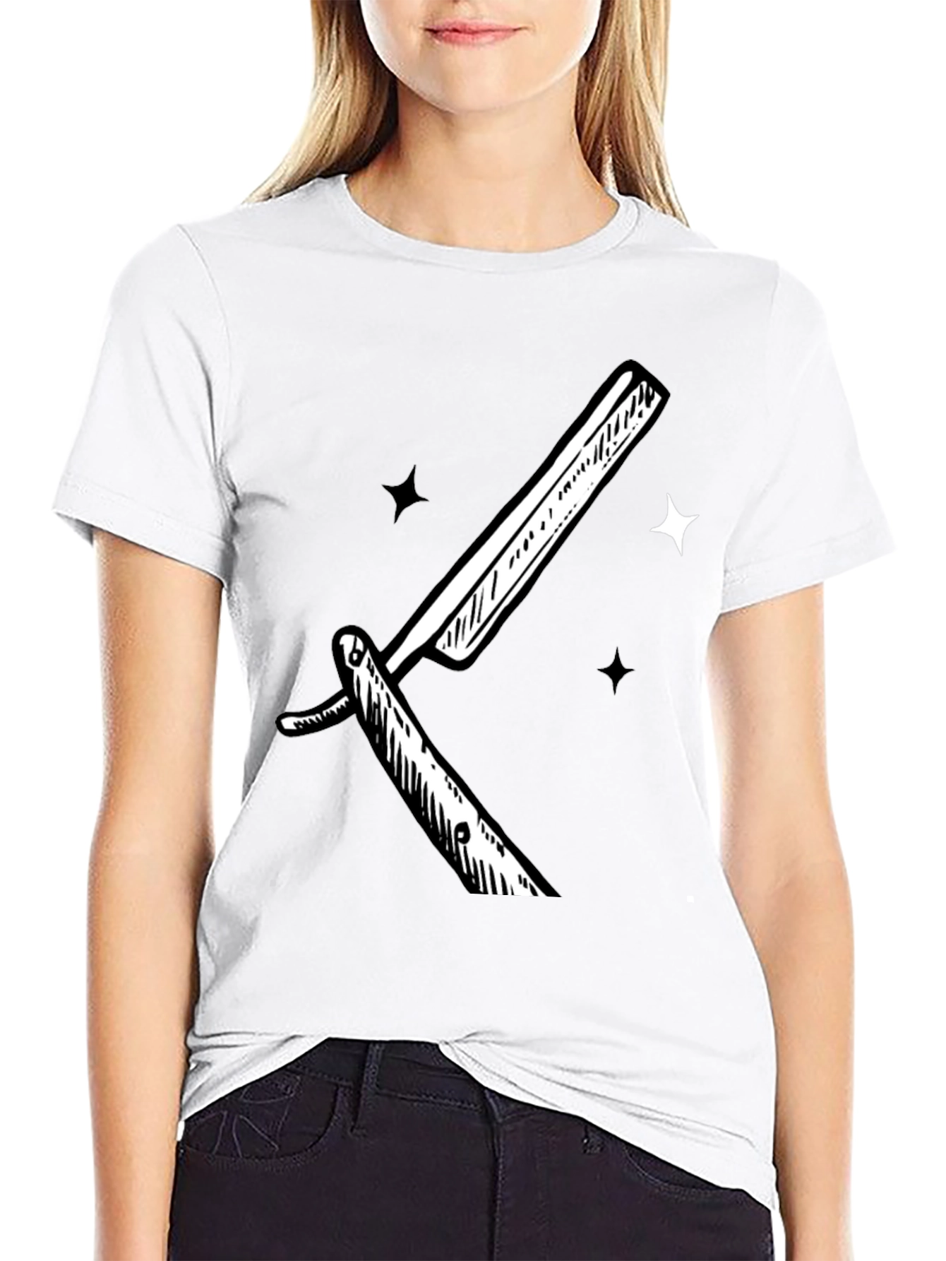 Retro Straight Razor Graphic Tee - Black
