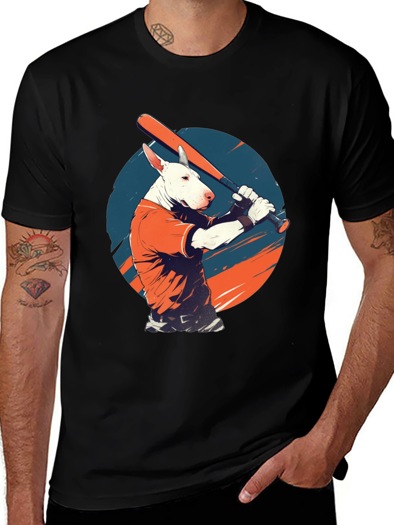 Dog Baseball Player Graphic T-Shirt