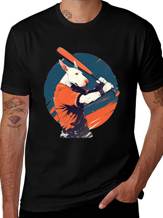 Dog Baseball Player Graphic T-Shirt