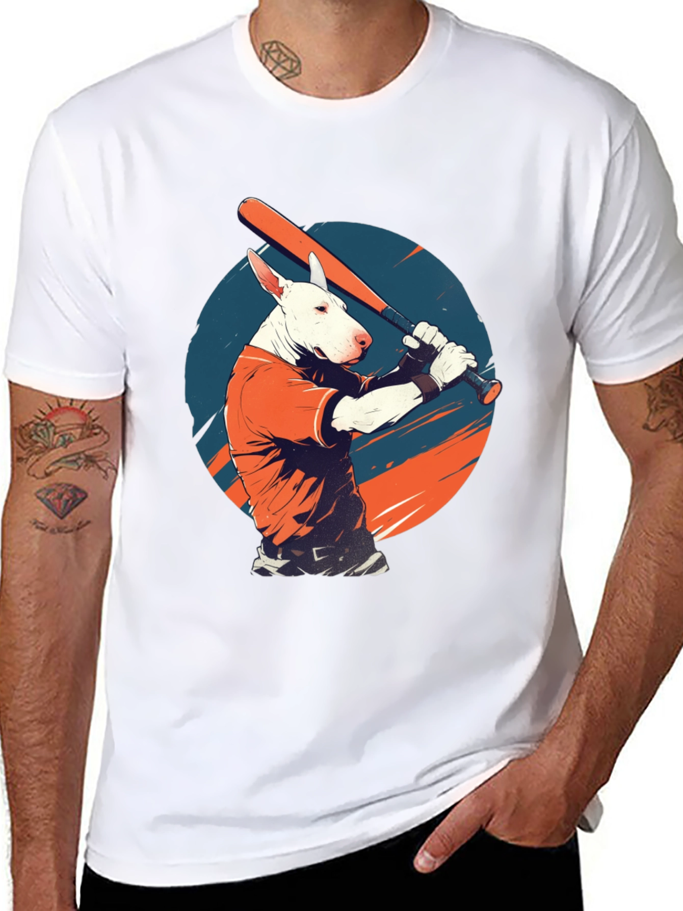 Dog Baseball Player Graphic T-Shirt