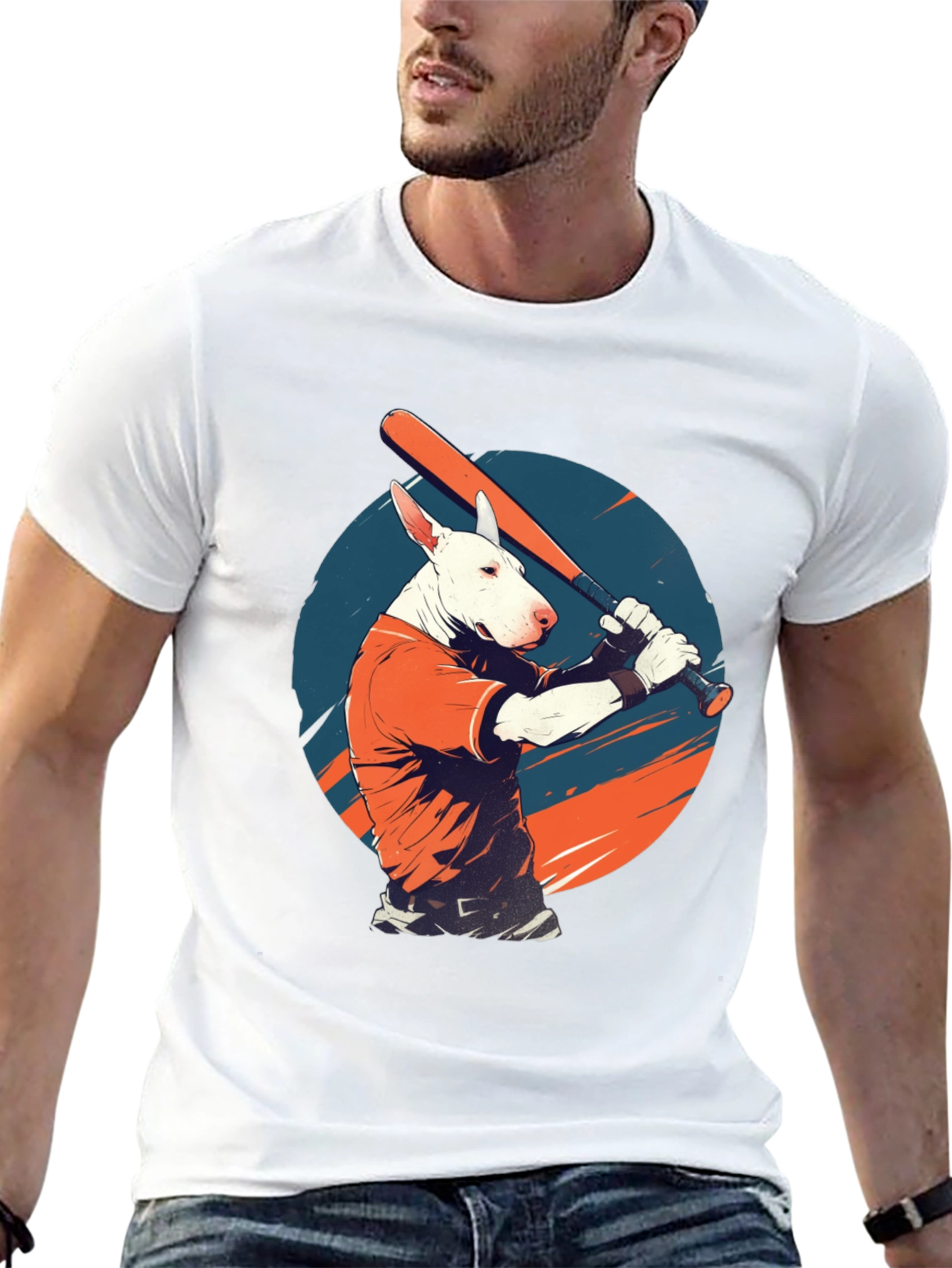 Dog Baseball Player Graphic T-Shirt