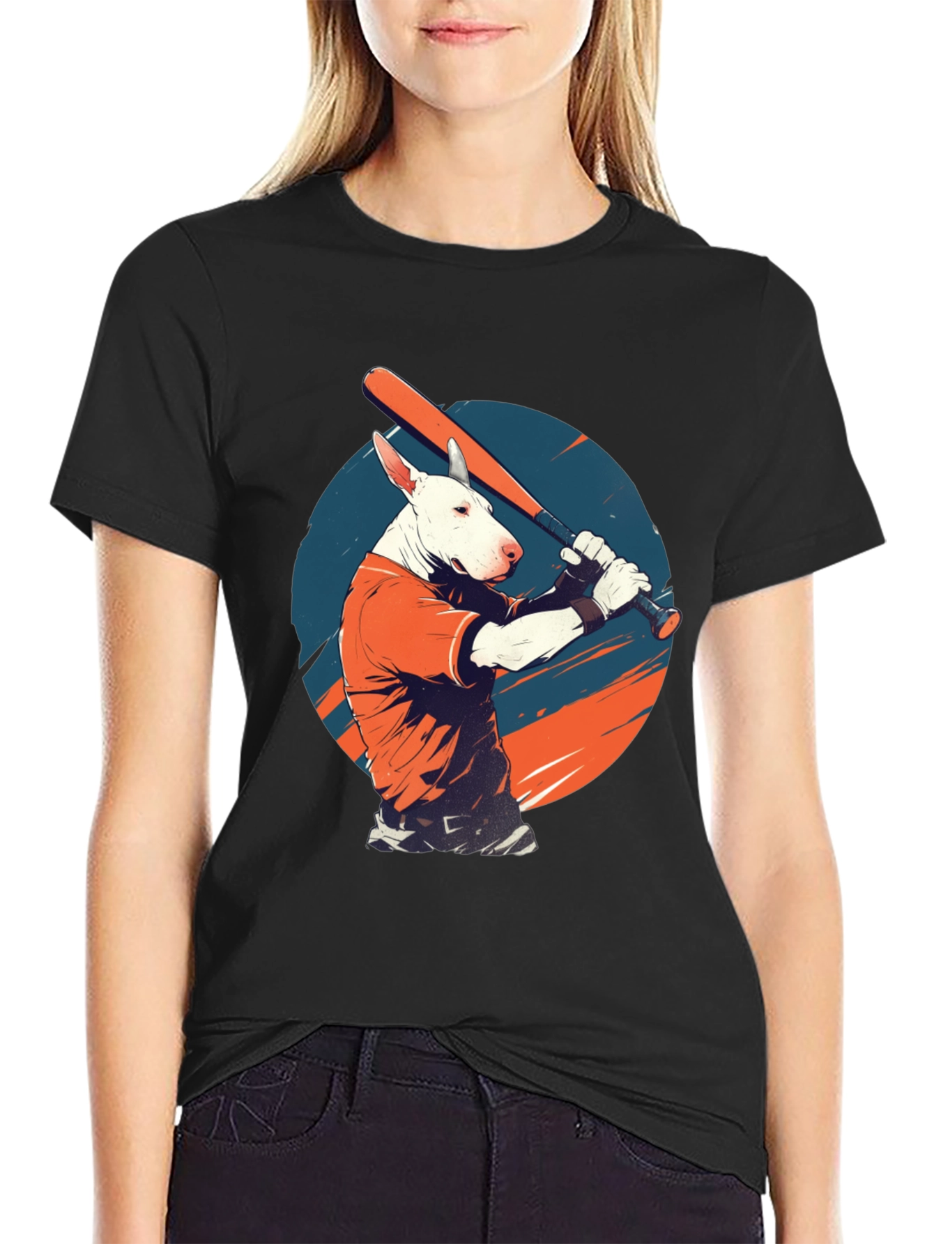 Dog Baseball Player Graphic T-Shirt