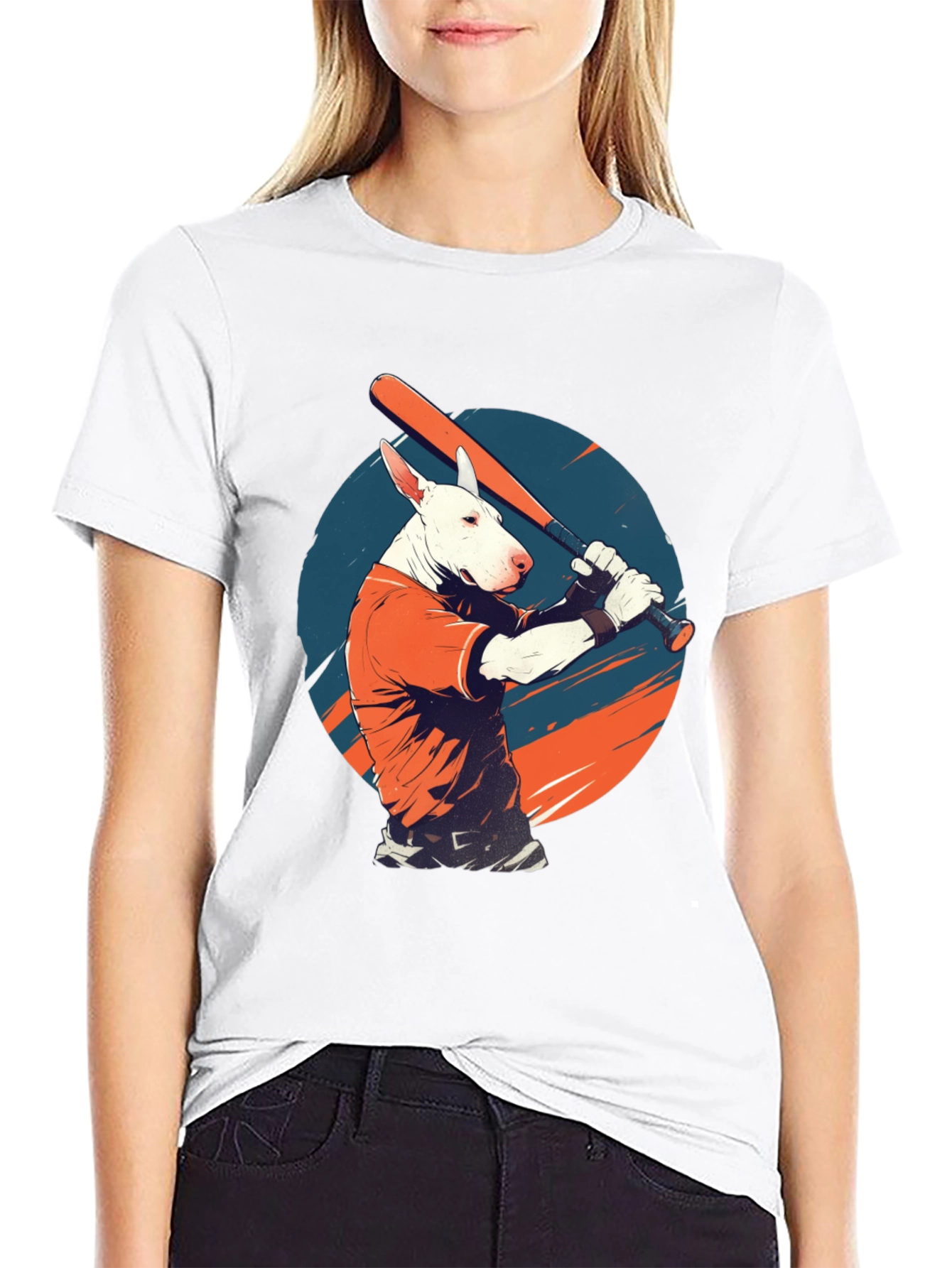 Dog Baseball Player Graphic T-Shirt
