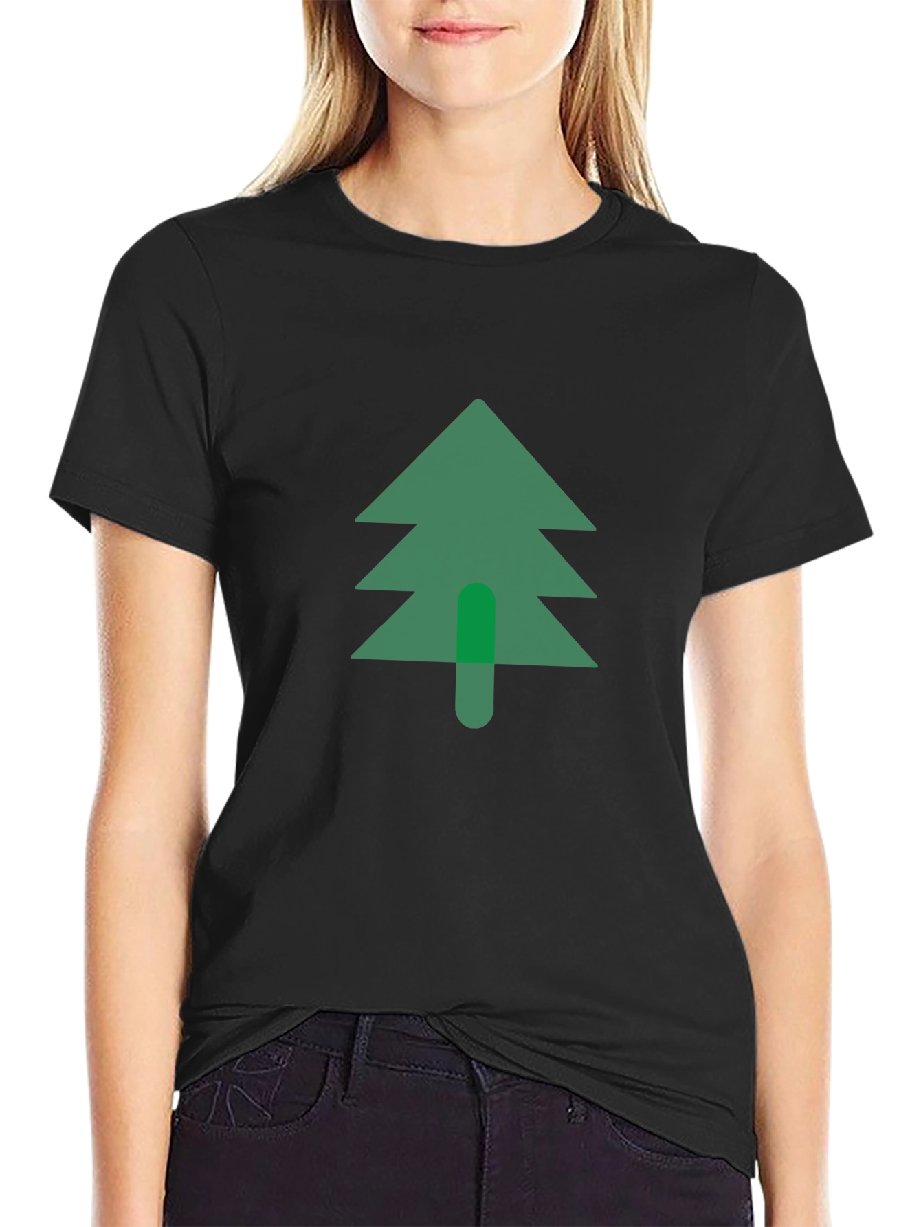 Modern Tree Graphic Tee - Black Cotton Blend