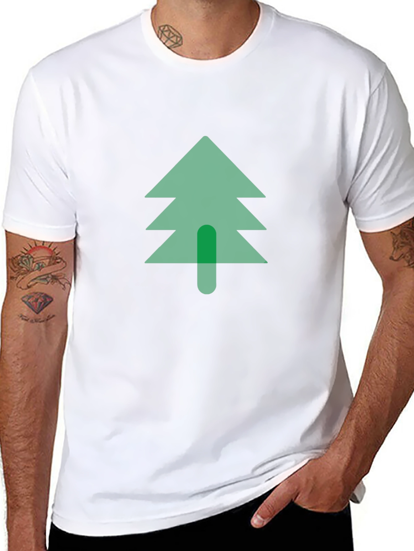 Modern Tree Graphic Tee - Black Cotton Blend