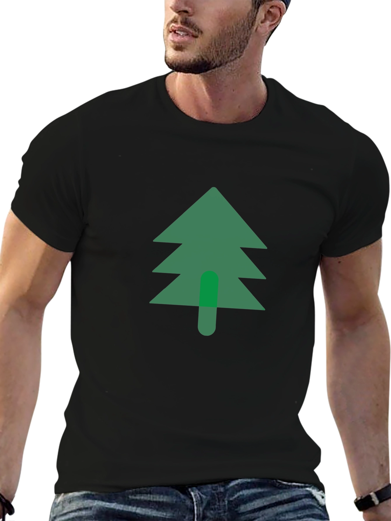 Modern Tree Graphic Tee - Black Cotton Blend