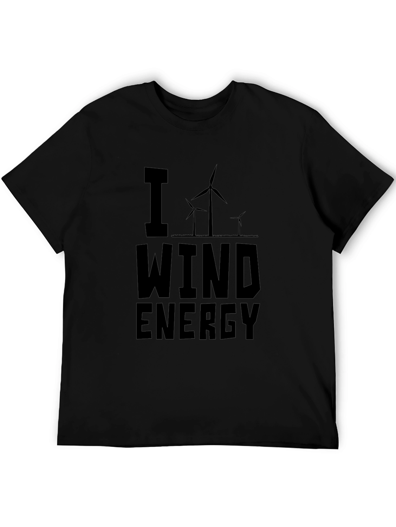 I Love Wind Energy Black Graphic T-Shirt