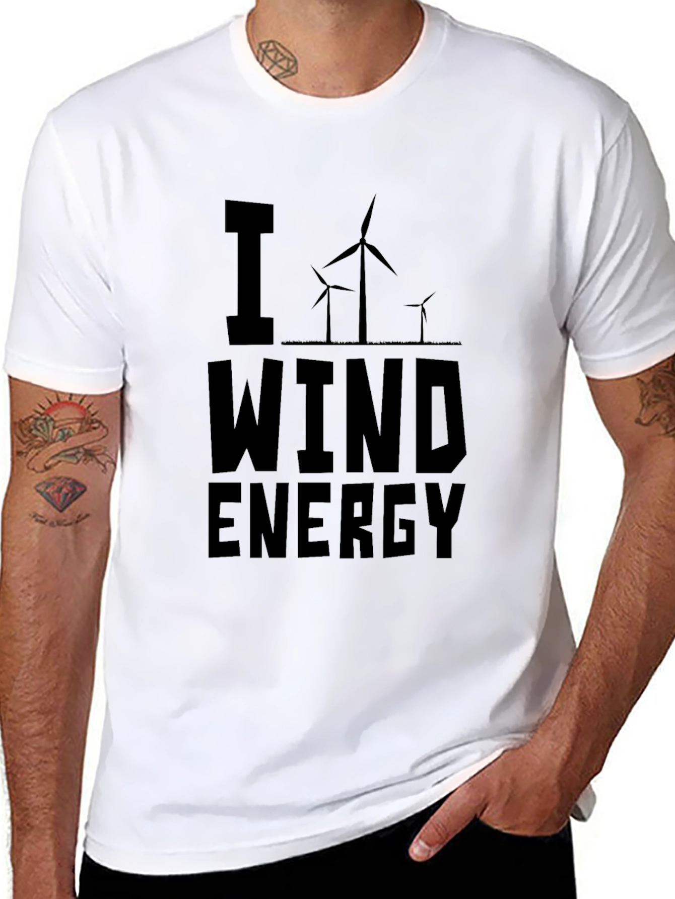 I Love Wind Energy Black Graphic T-Shirt