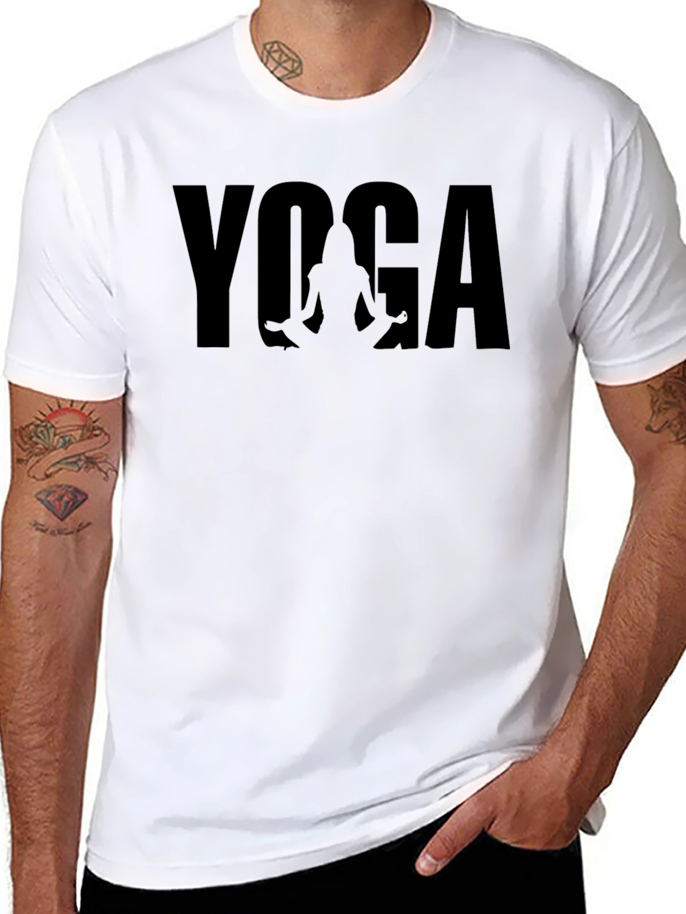 Yoga Graphic Black T-Shirt - Mens Casual Tee