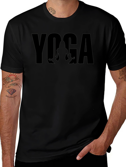 Yoga Graphic Black T-Shirt - Mens Casual Tee