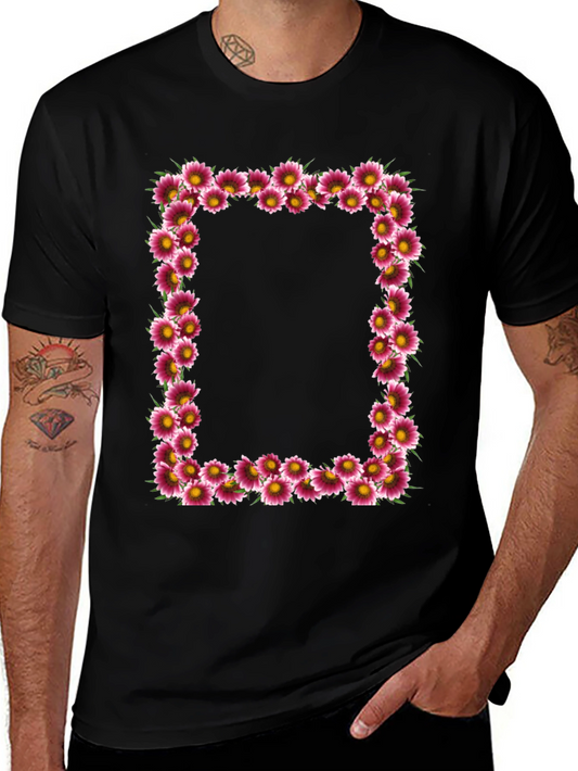 Floral Frame Black T-Shirt