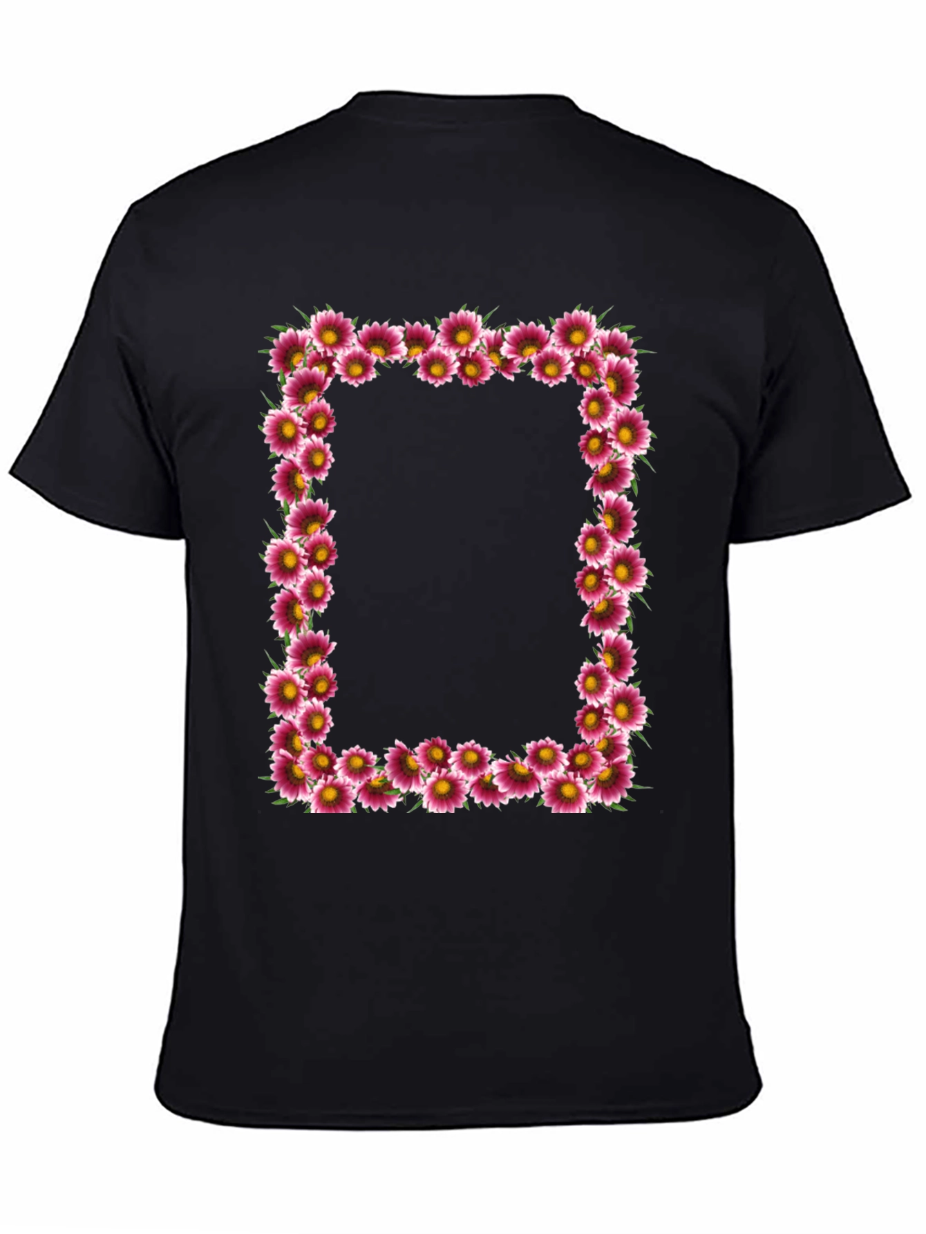 Floral Frame Black T-Shirt