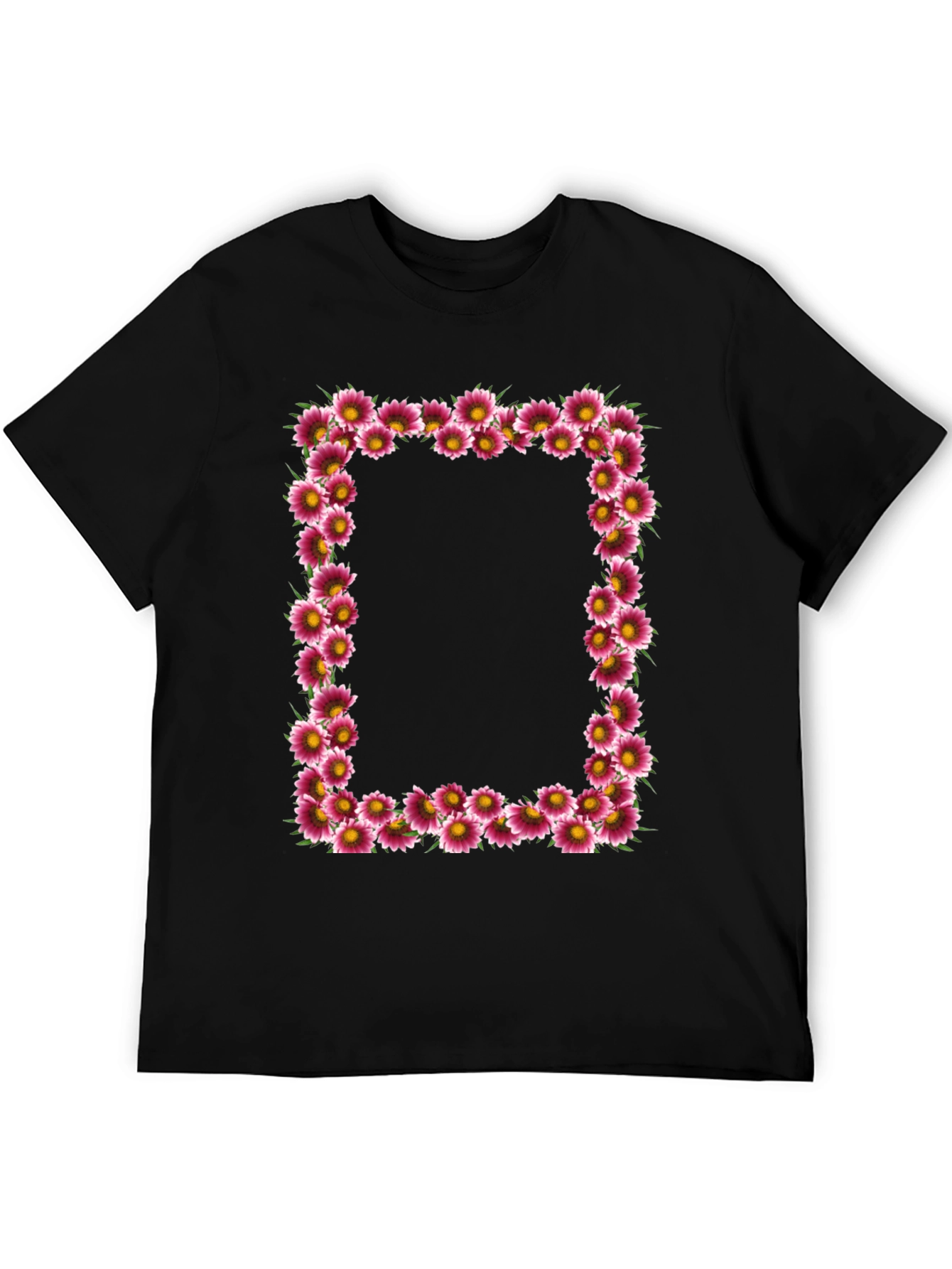 Floral Frame Black T-Shirt