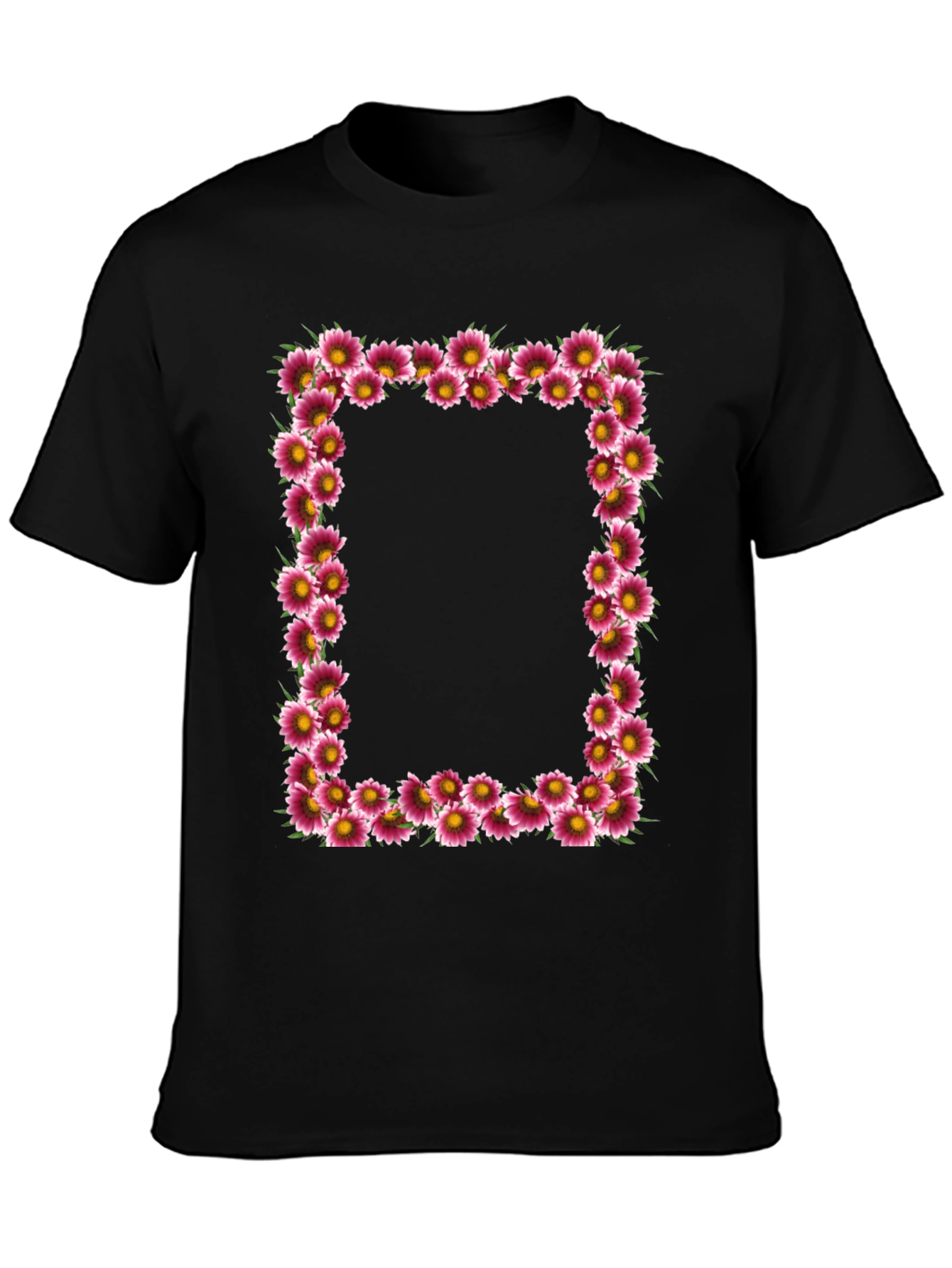 Floral Frame Black T-Shirt