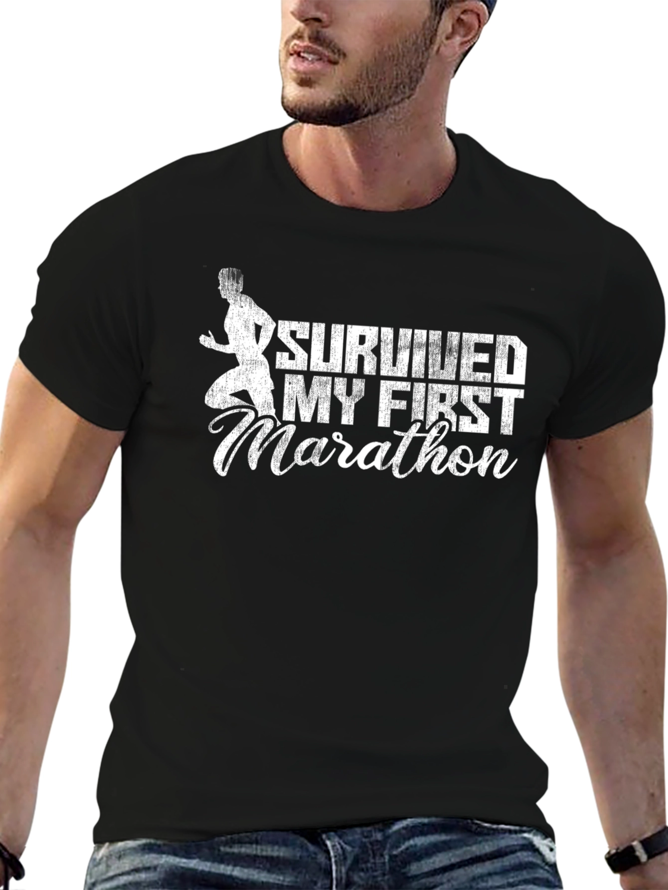 I Survived My First Marathon Black T-Shirt