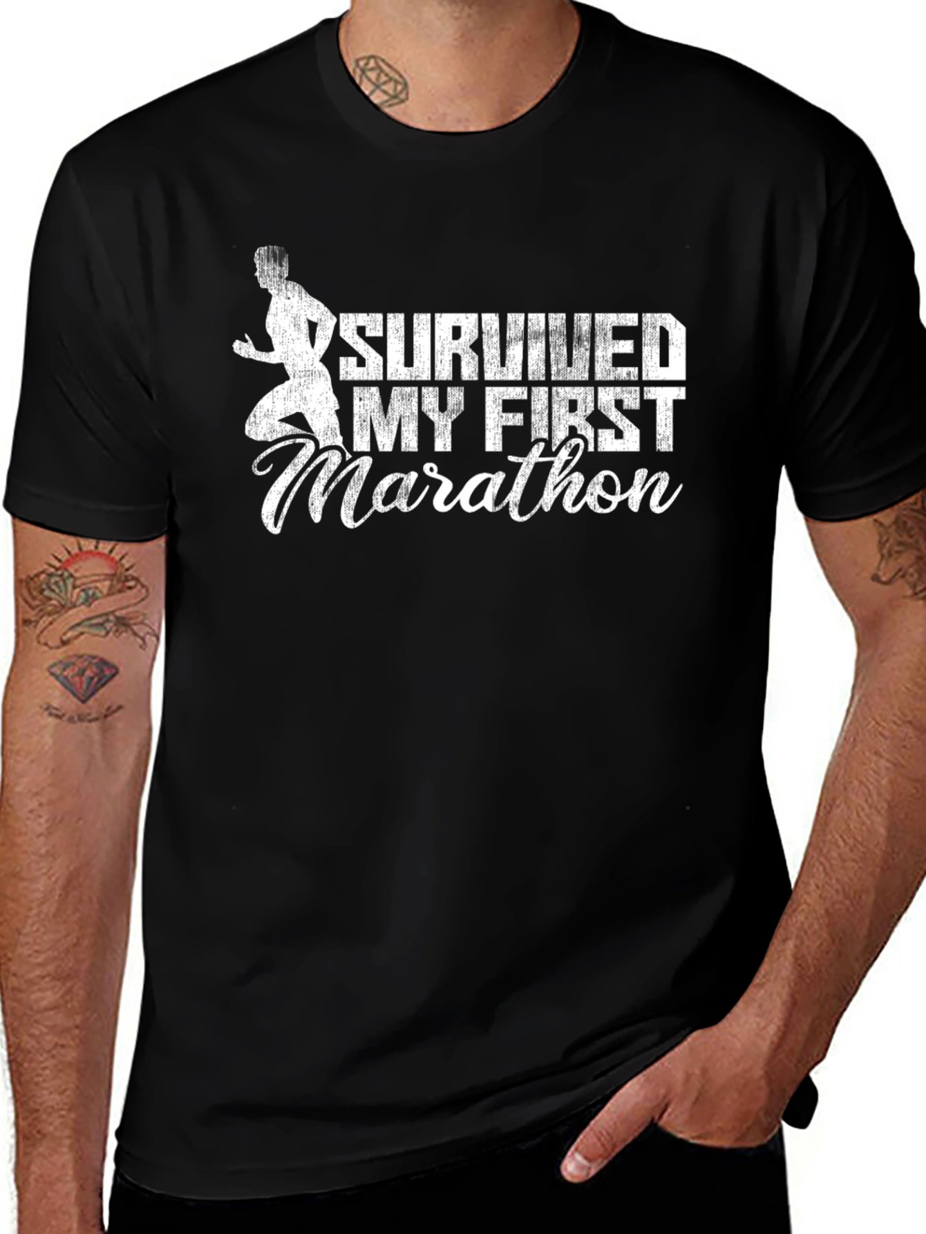 I Survived My First Marathon Black T-Shirt