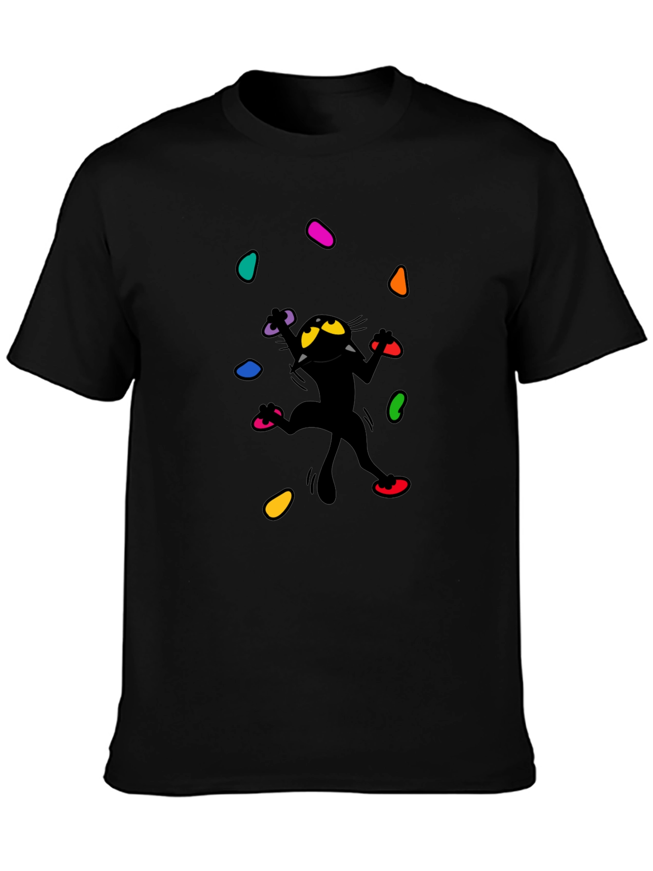 Climbing Cat Graphic T-Shirt - Black