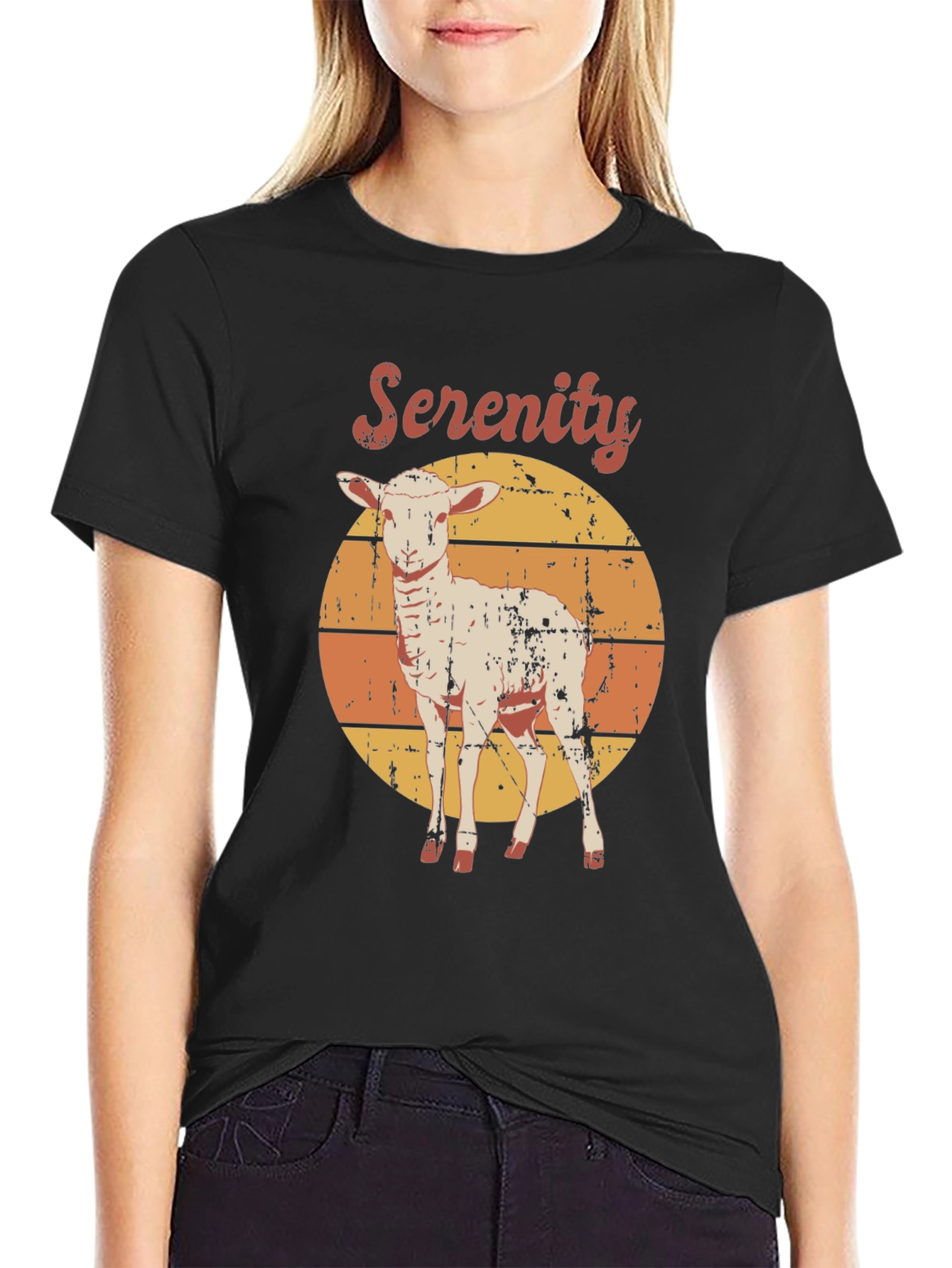 Serenity Lamb Graphic T-Shirt - Retro Style