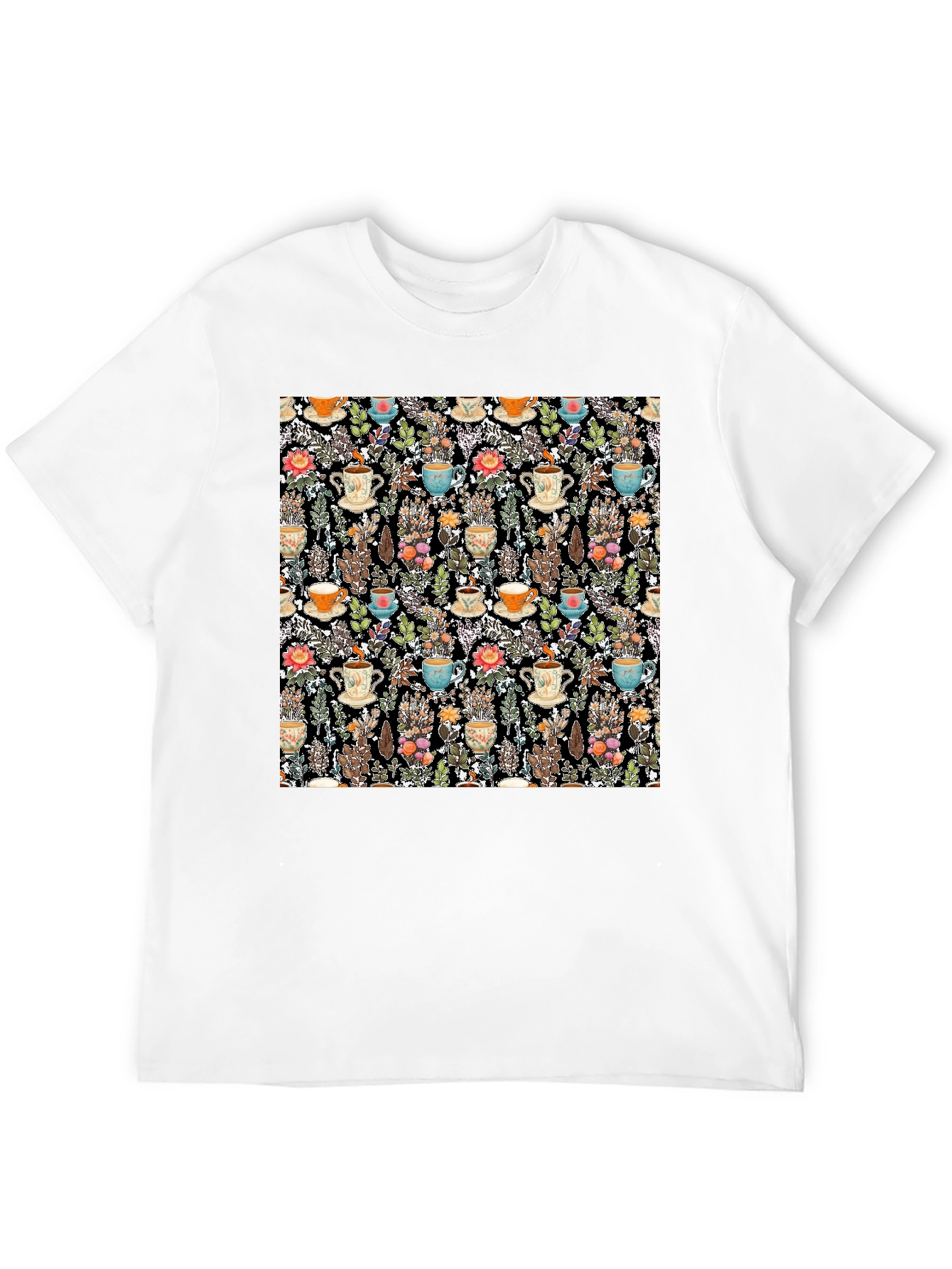 Botanical Tea Party Black T-Shirt