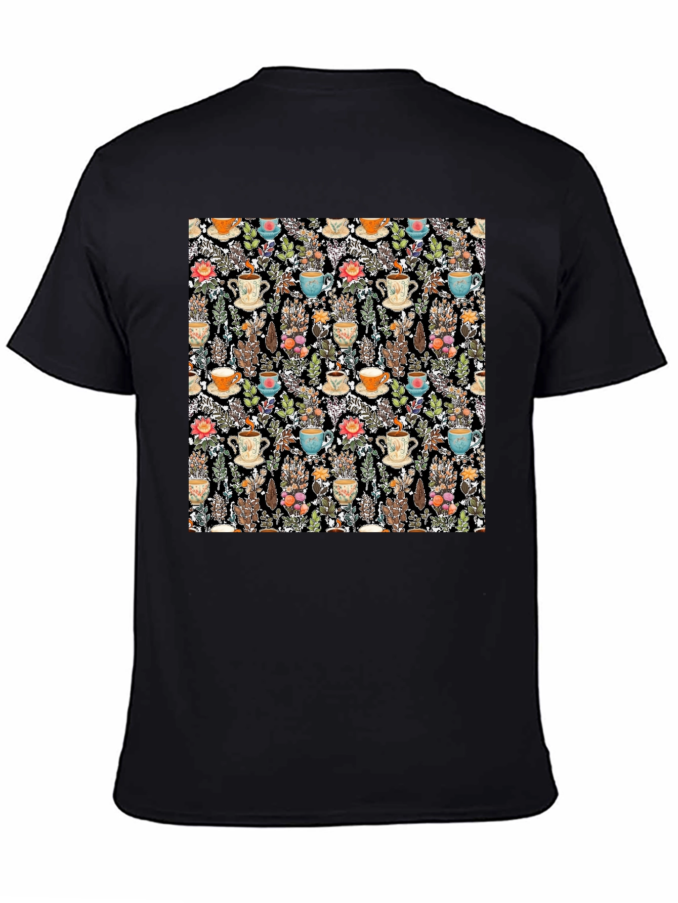 Botanical Tea Party Black T-Shirt