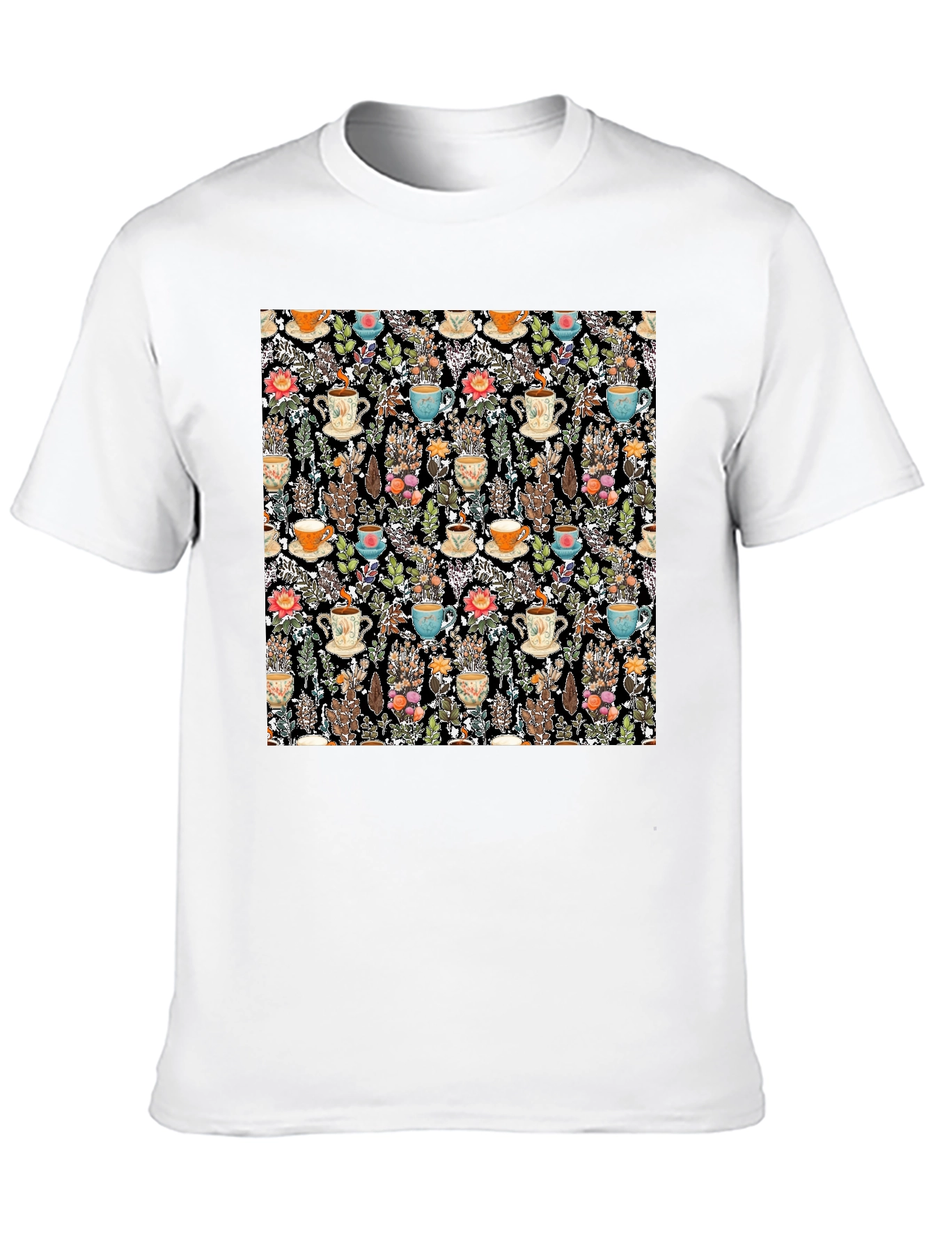 Botanical Tea Party Black T-Shirt