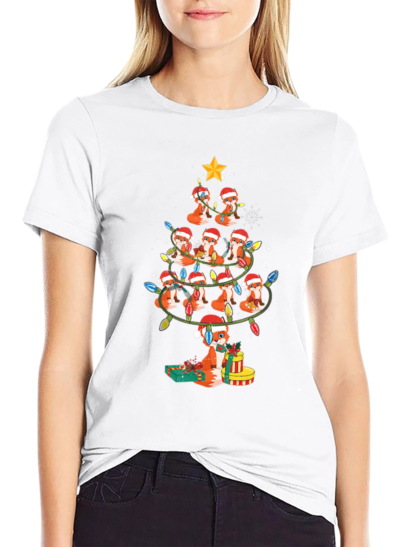 Fox Christmas Tree T-Shirt - Holiday Festive Tee