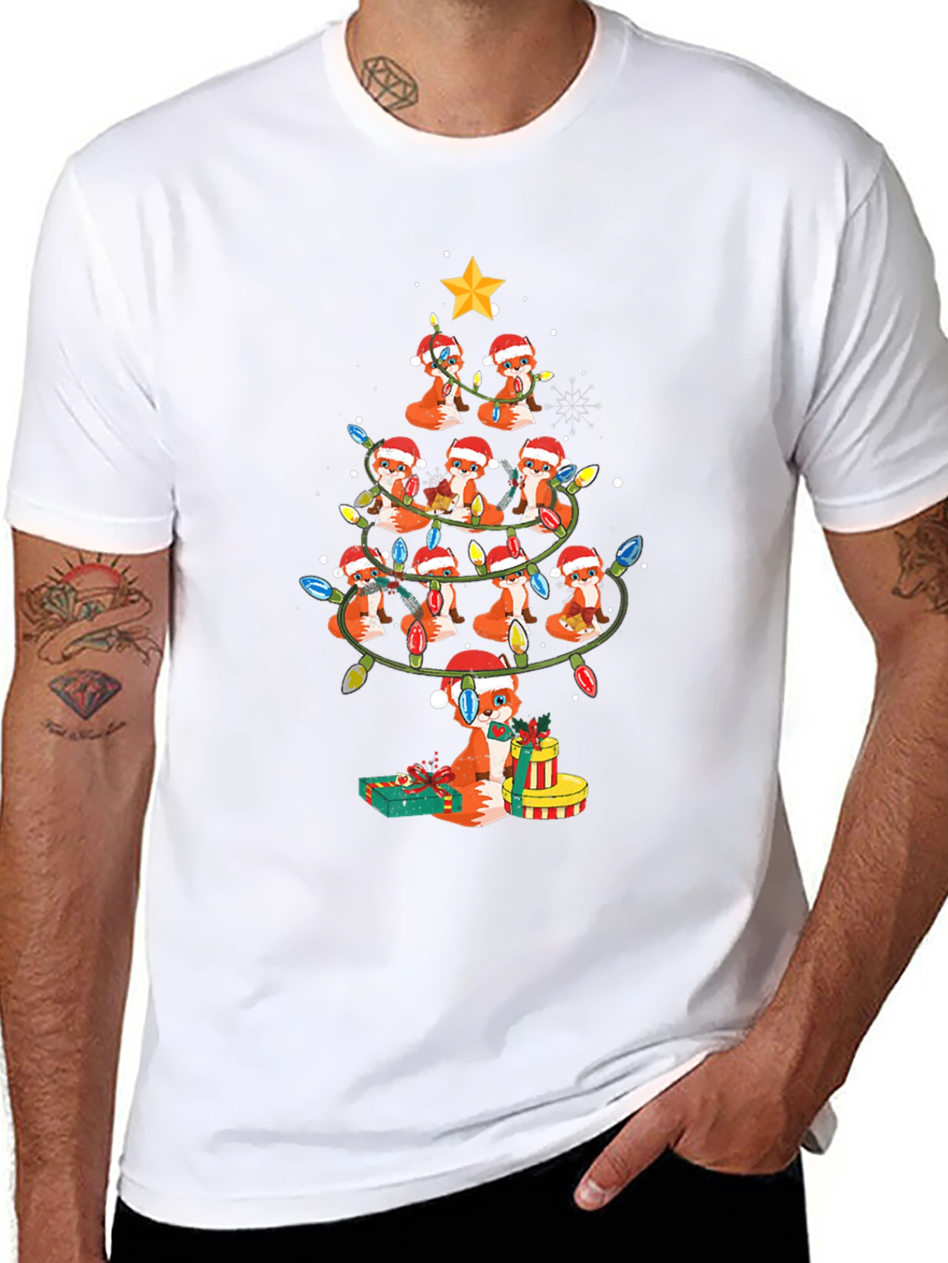Fox Christmas Tree T-Shirt - Holiday Festive Tee