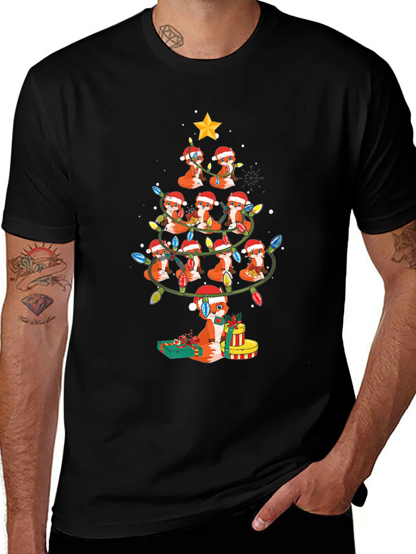 Fox Christmas Tree T-Shirt - Holiday Festive Tee