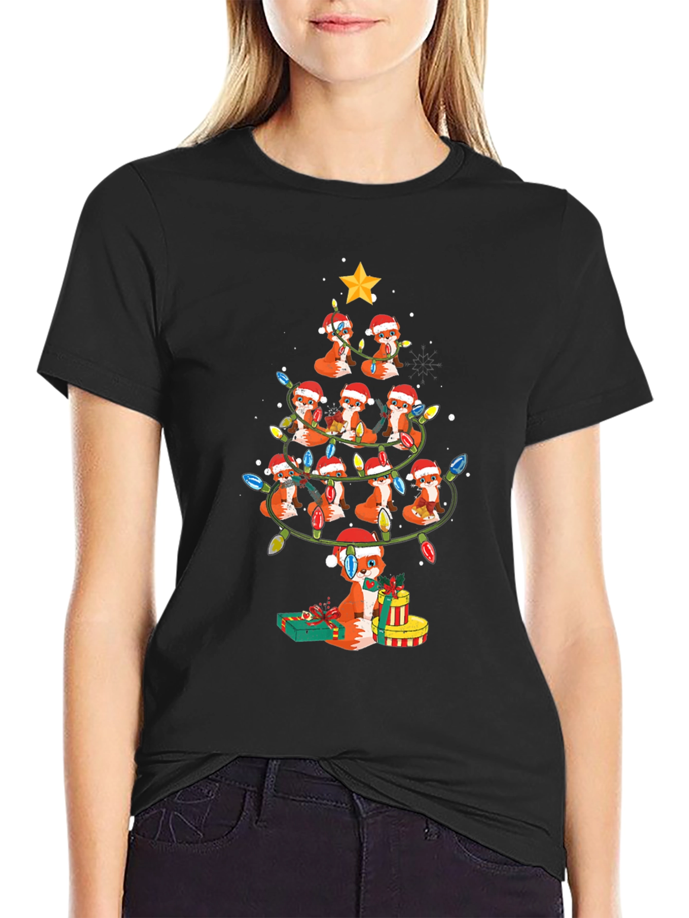 Fox Christmas Tree T-Shirt - Holiday Festive Tee