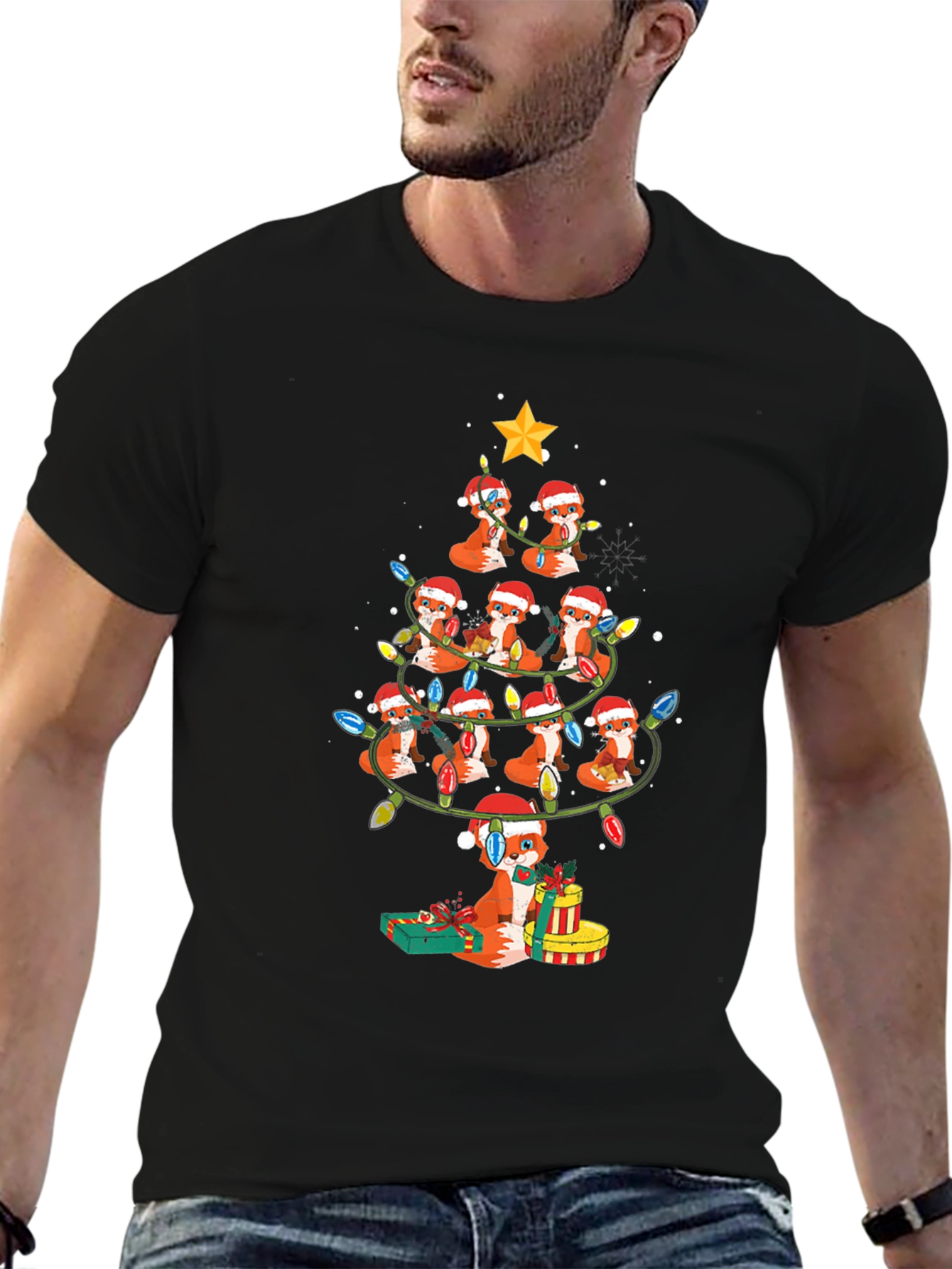 Fox Christmas Tree T-Shirt - Holiday Festive Tee