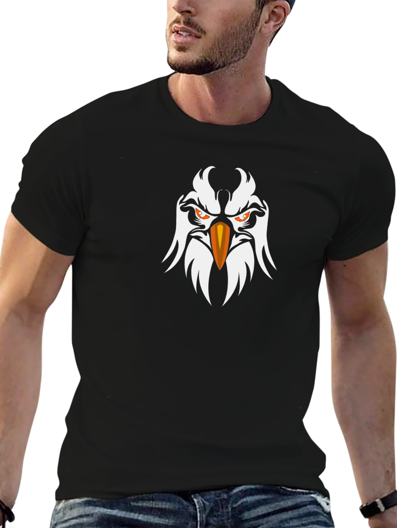 Eagle Graphic Print Black T-Shirt